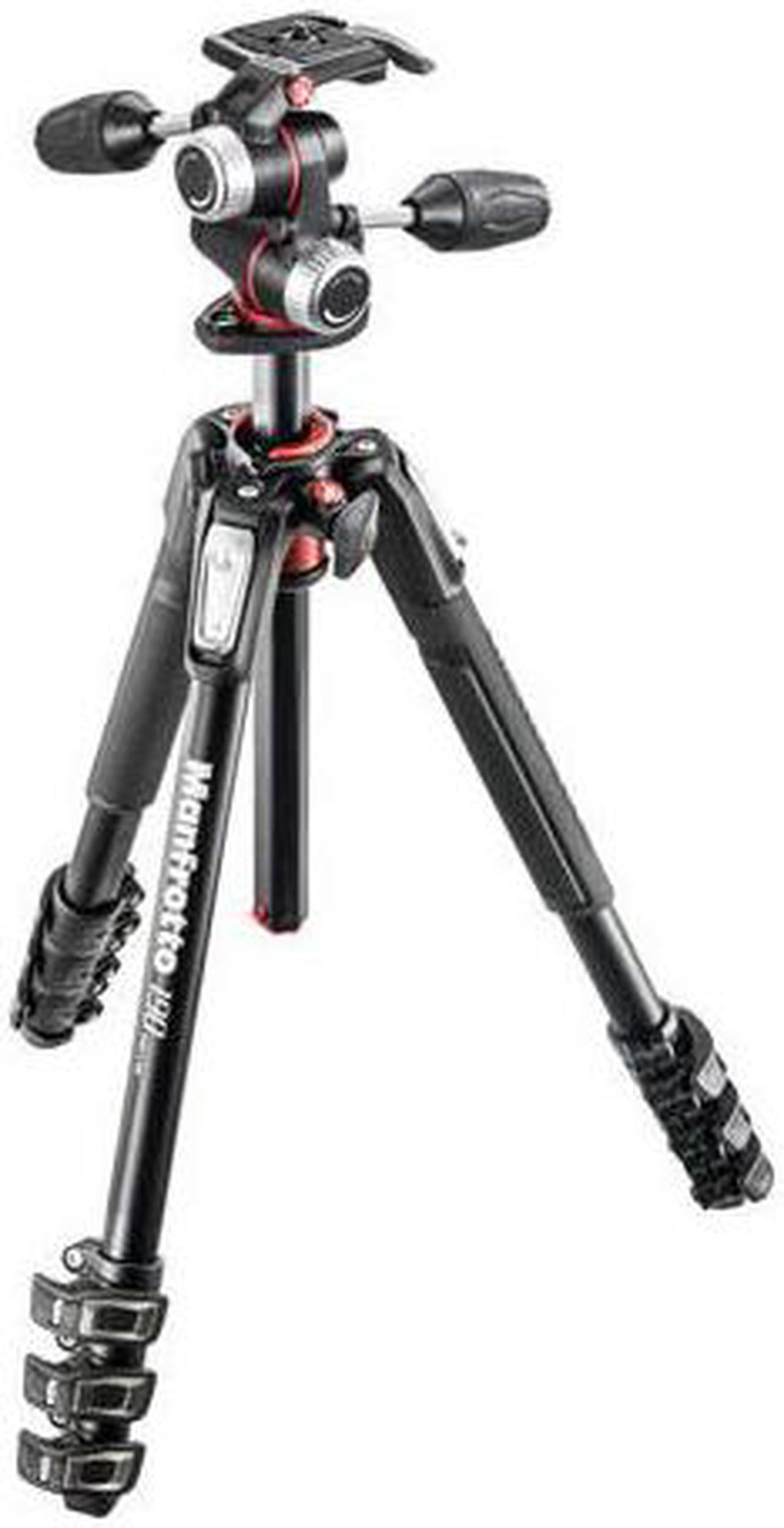 Alt view image 6 of 6 - Manfrotto MK190XPRO4-3W 190 Aluminum 4-Sec Tripod Kit with 3-Way Head, QR Plate