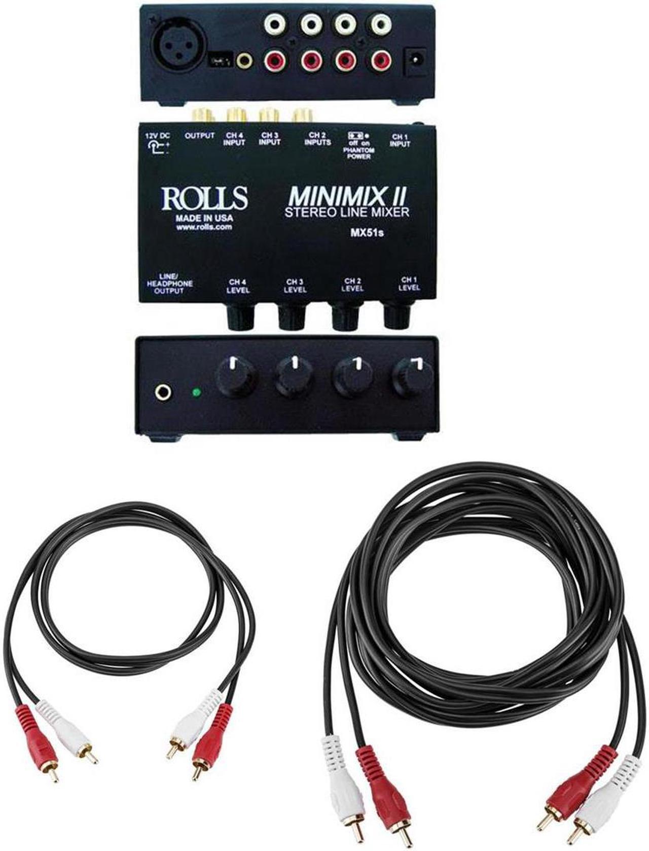 Main image of Rolls Mini-Mix 2 Four-Channel Mixer W/H&A 2 RCA Male to 2 RCA Male 3'/10'Cables