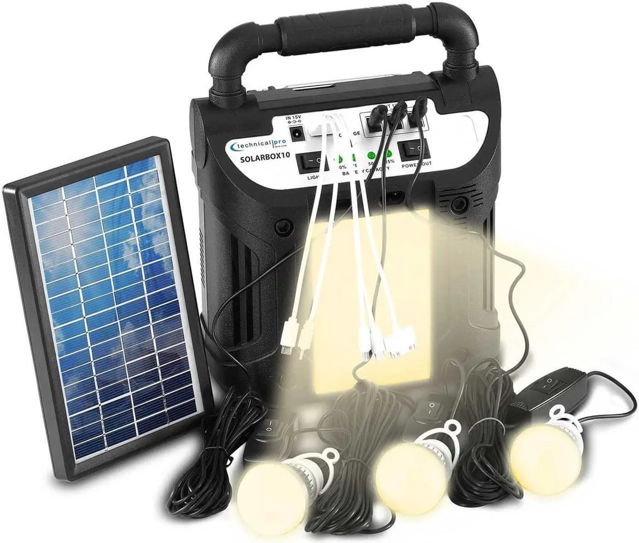 Alt view image 2 of 4 - Technical Pro SOLARBOX10 9-in-1 Solar Power Bank Speaker w/ 12V 3000 MAh Battery