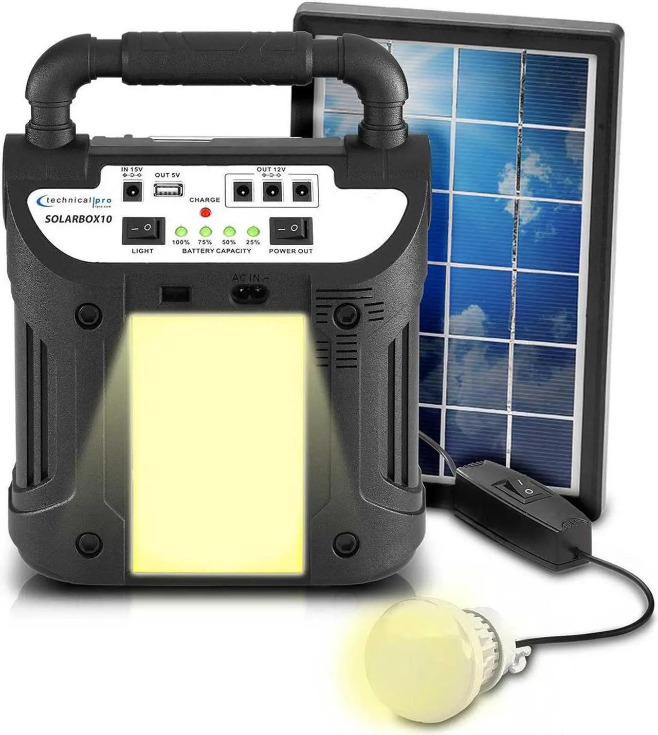 Main image of Technical Pro SOLARBOX10 9-in-1 Solar Power Bank Speaker w/ 12V 3000 MAh Battery