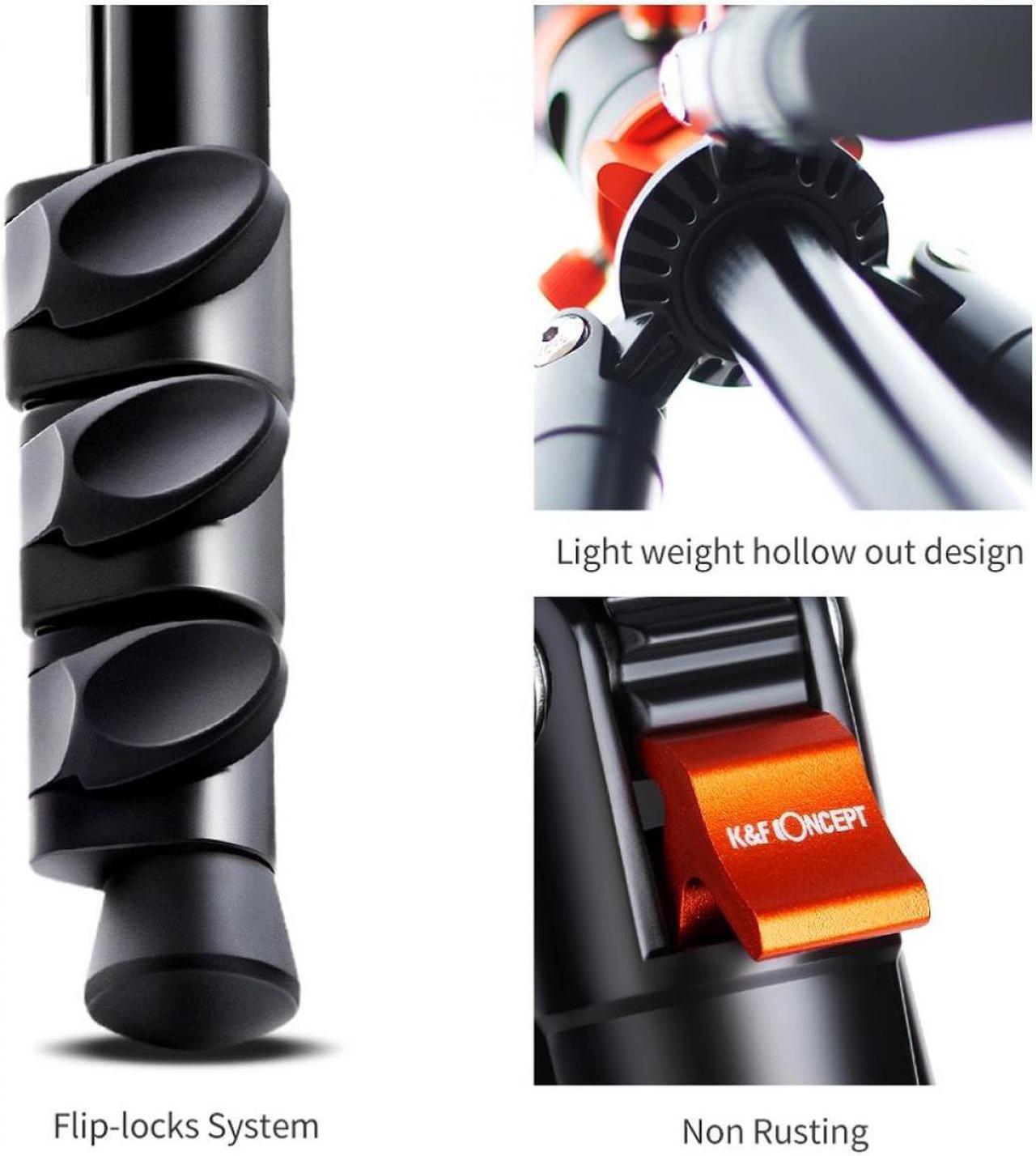 Alt view image 5 of 5 - K&F Concept SA254M2 Aluminum Tripod with Monopod and Ball Head Kit #KF09.089