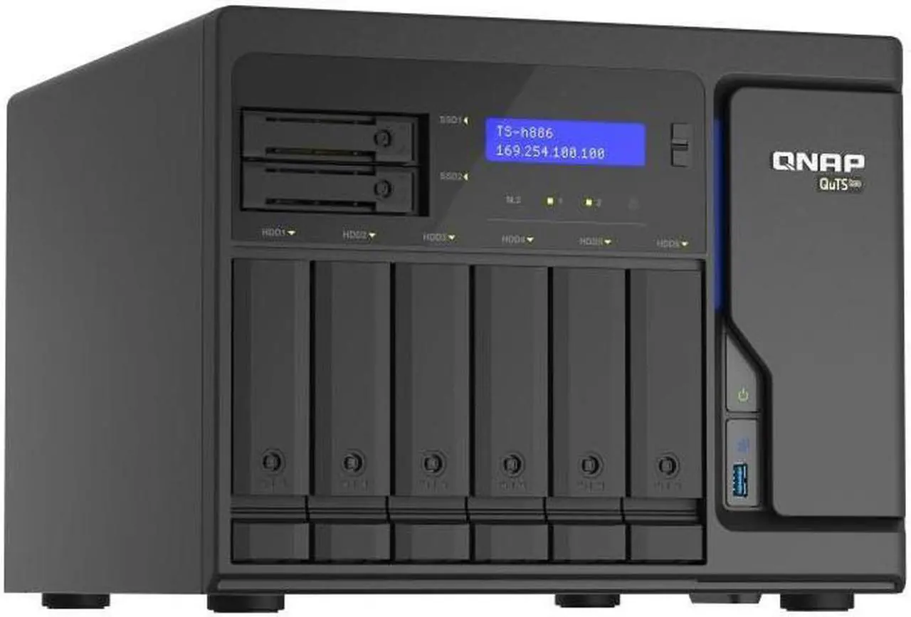 Alt view image 5 of 16 - QNAP 8-Bay QuTS hero NAS, Xeon D-1622 2.6GHz, 16GB ECC RAM