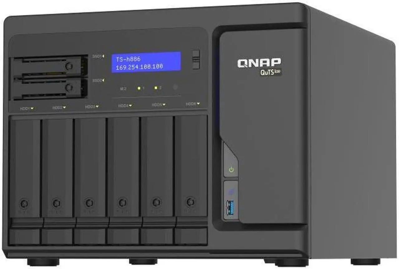 Alt view image 7 of 16 - QNAP 8-Bay QuTS hero NAS, Xeon D-1622 2.6GHz, 16GB ECC RAM