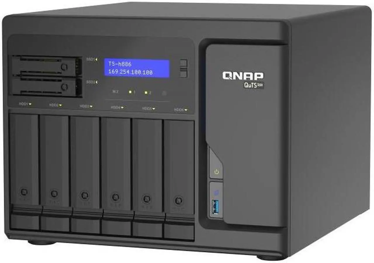 Alt view image 8 of 16 - QNAP 8-Bay QuTS hero NAS, Xeon D-1622 2.6GHz, 16GB ECC RAM