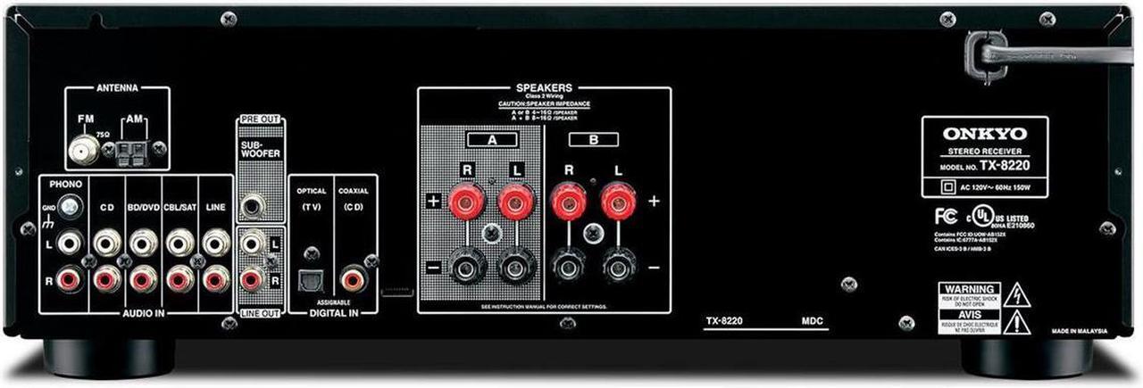 Alt view image 15 of 15 - Onkyo TX-8220 Analog Home Audio/Video Stereo Receiver (Black)
