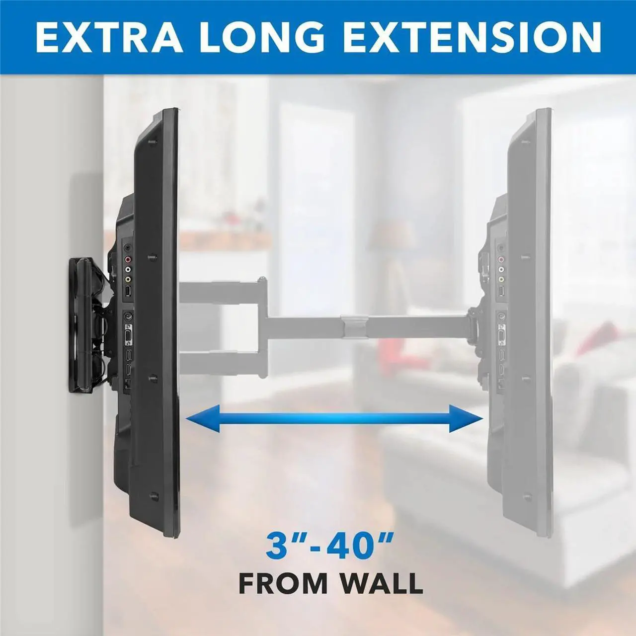 Alt view image 11 of 14 - Mount-It! Full Motion TV Mount| Fits 43"-80" TVs | 40 Inch Extension