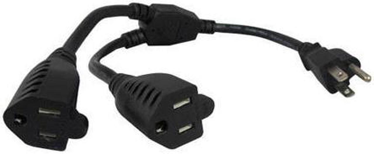 Alt view image 3 of 3 - Comprehensive CPWR-ADPT2 Universal AC Power Splitter Extension 1 ft., Black