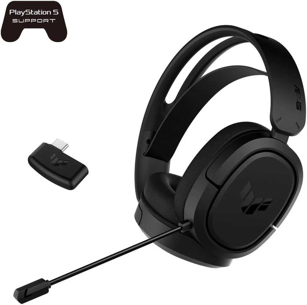 Alt view image 8 of 12 - ASUS TUF Gaming H1 Wireless Headset (Discord Certified Mic, 7.1 Surround Sound, 40mm Drivers, 2.4GHz, USB-C, Lightweight, 15 Hour Battery Life, For PC, Mac, Switch, Mobile Devices, PS4, PS5)- Black