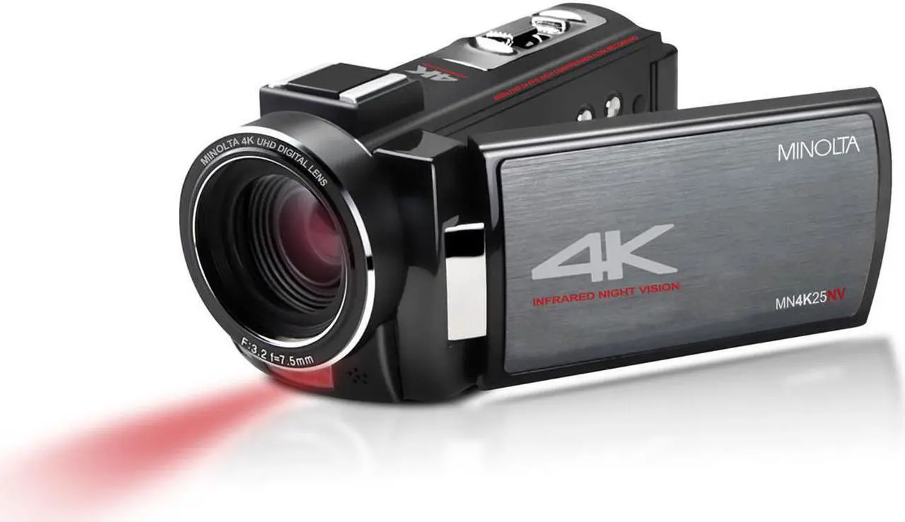 Main image of Minolta MN4K25NV 4K Ultra HD 30MP 3" Touchscreen Camcorder with Night Vision, Black