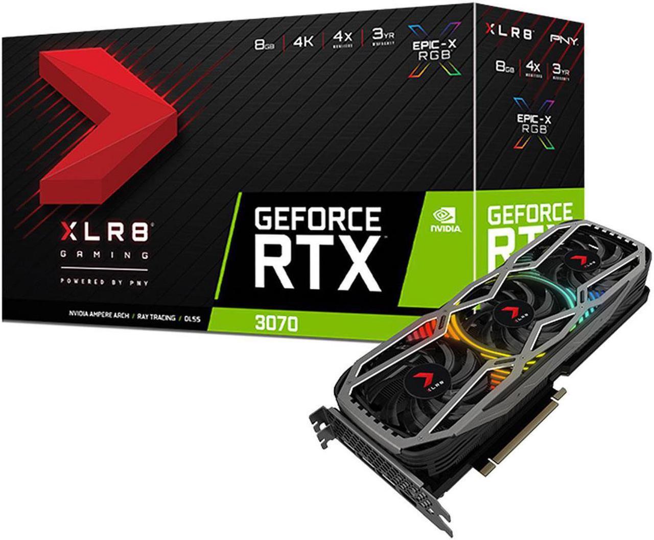 Alt view image 9 of 18 - PNY GeForce RTX 3070 8GB XLR8 Gaming Revel Epic-X RGB Triple Fan Graphics Card LHR VCG30708LTFXPPB