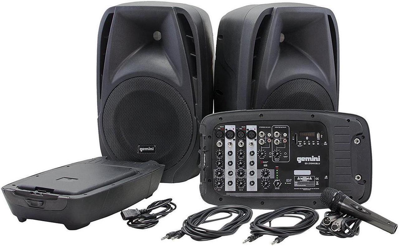 Alt view image 12 of 14 - Gemini ES-210MXBLU Portable 10 Inch Passive Powered PA Speaker System w/ Mic