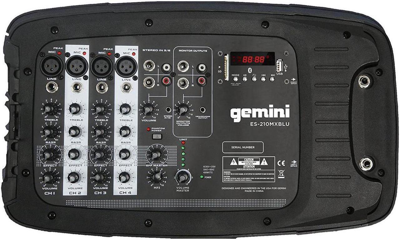 Alt view image 13 of 14 - Gemini ES-210MXBLU Portable 10 Inch Passive Powered PA Speaker System w/ Mic