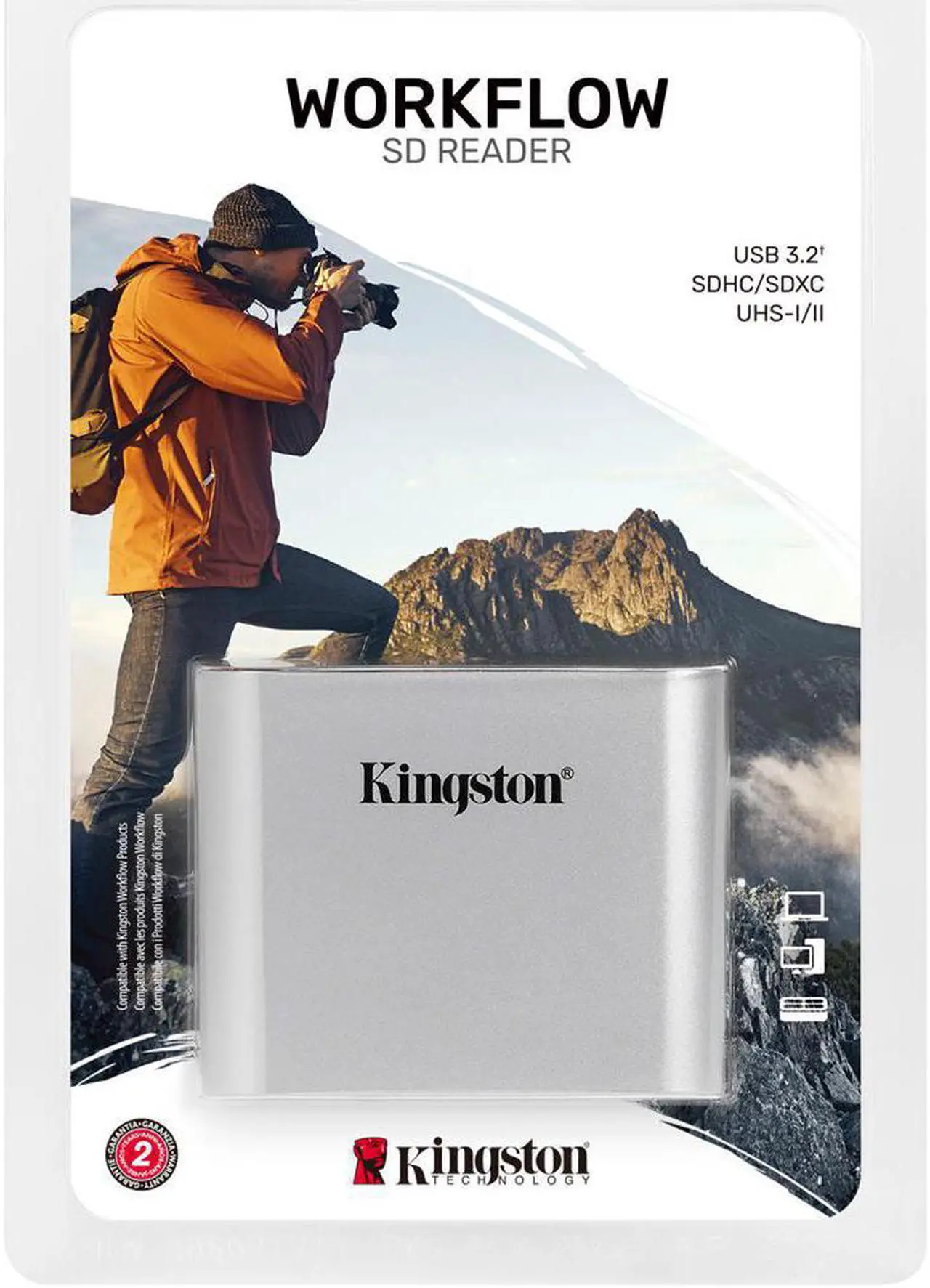 Alt view image 8 of 16 - Kingston USB3.2 Gen1 Workflow Dual-Slot SDHC/SDXC UHS-II Card Reader WFSSD