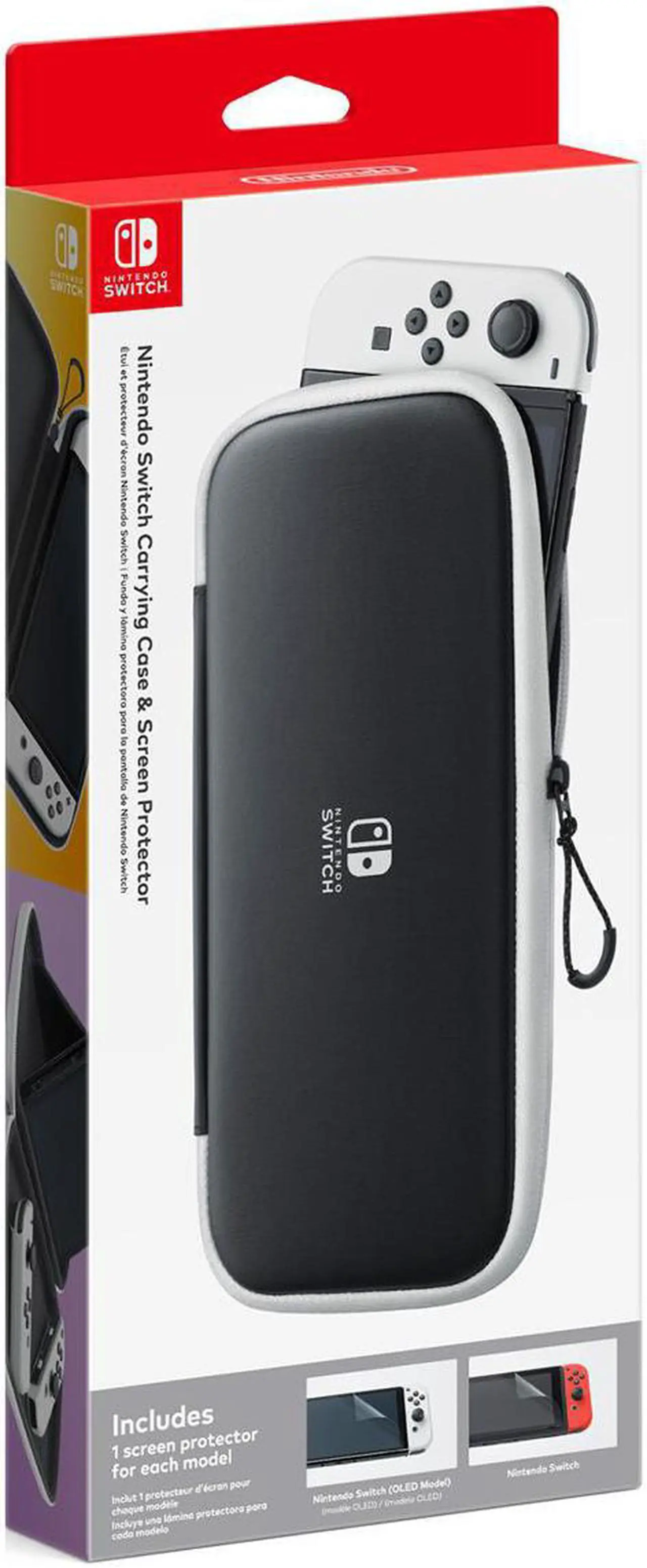 Alt view image 20 of 20 - Nintendo Switch Carrying Case & Screen Protector - Black and White
