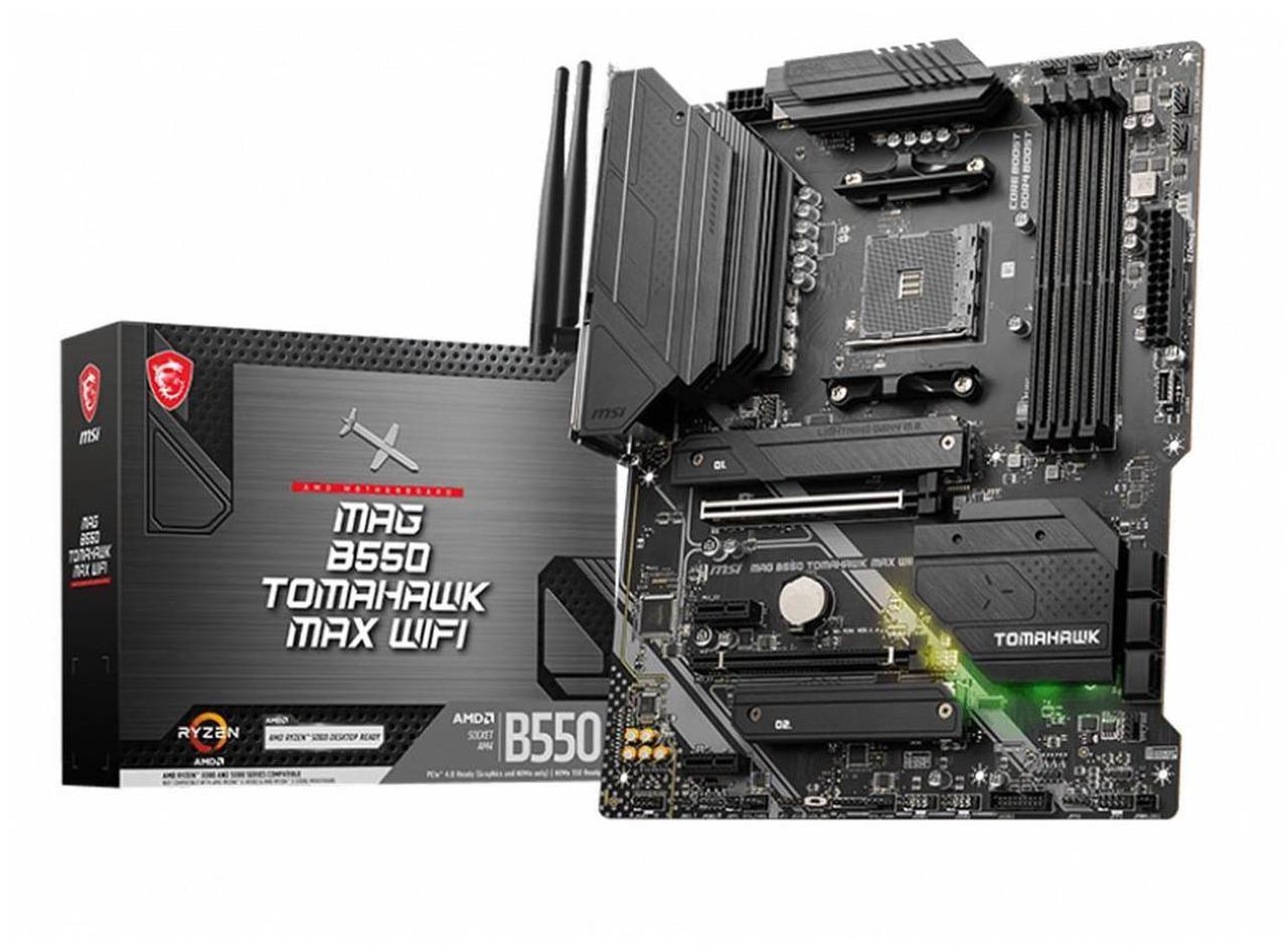 Alt view image 2 of 7 - MSI MAG B550 TOMAHAWK MAX WIFI, AMD B550 ATX AM4, 4 Dimm DDR4, PCIE 4.0, M.2 x 2, USB 3.2 Ports, JRGB JRAINBOW, WIFI 6