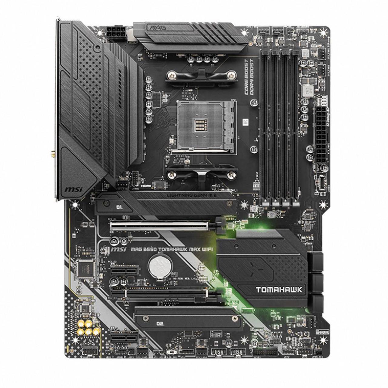 Alt view image 3 of 7 - MSI MAG B550 TOMAHAWK MAX WIFI, AMD B550 ATX AM4, 4 Dimm DDR4, PCIE 4.0, M.2 x 2, USB 3.2 Ports, JRGB JRAINBOW, WIFI 6