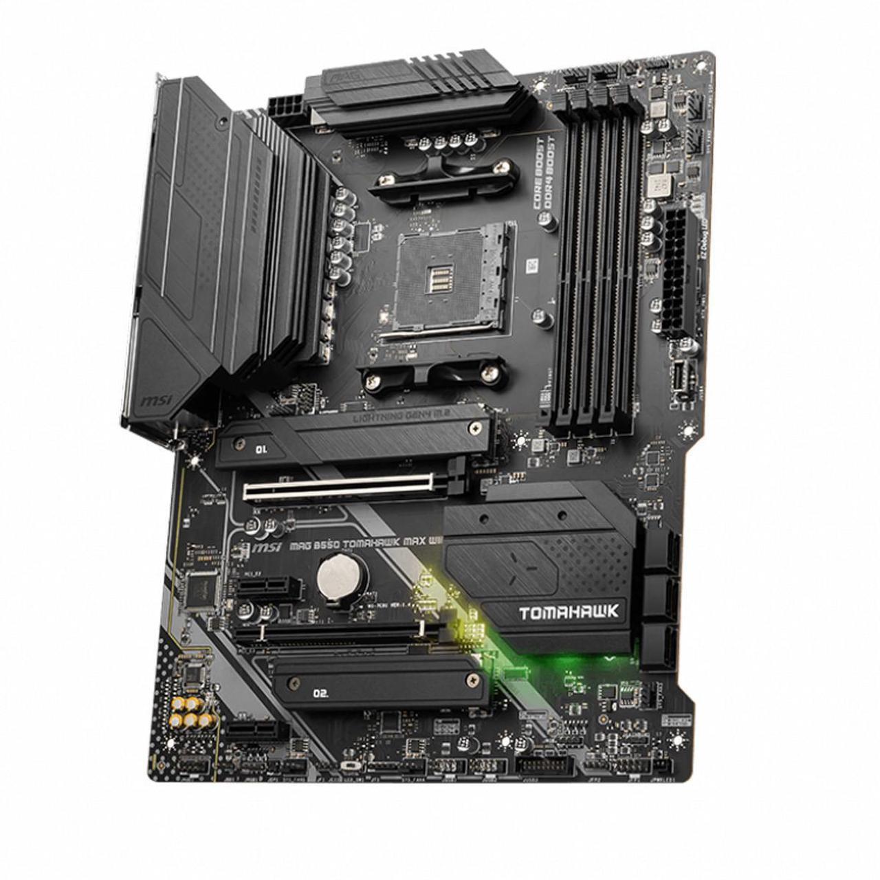 Alt view image 4 of 7 - MSI MAG B550 TOMAHAWK MAX WIFI, AMD B550 ATX AM4, 4 Dimm DDR4, PCIE 4.0, M.2 x 2, USB 3.2 Ports, JRGB JRAINBOW, WIFI 6
