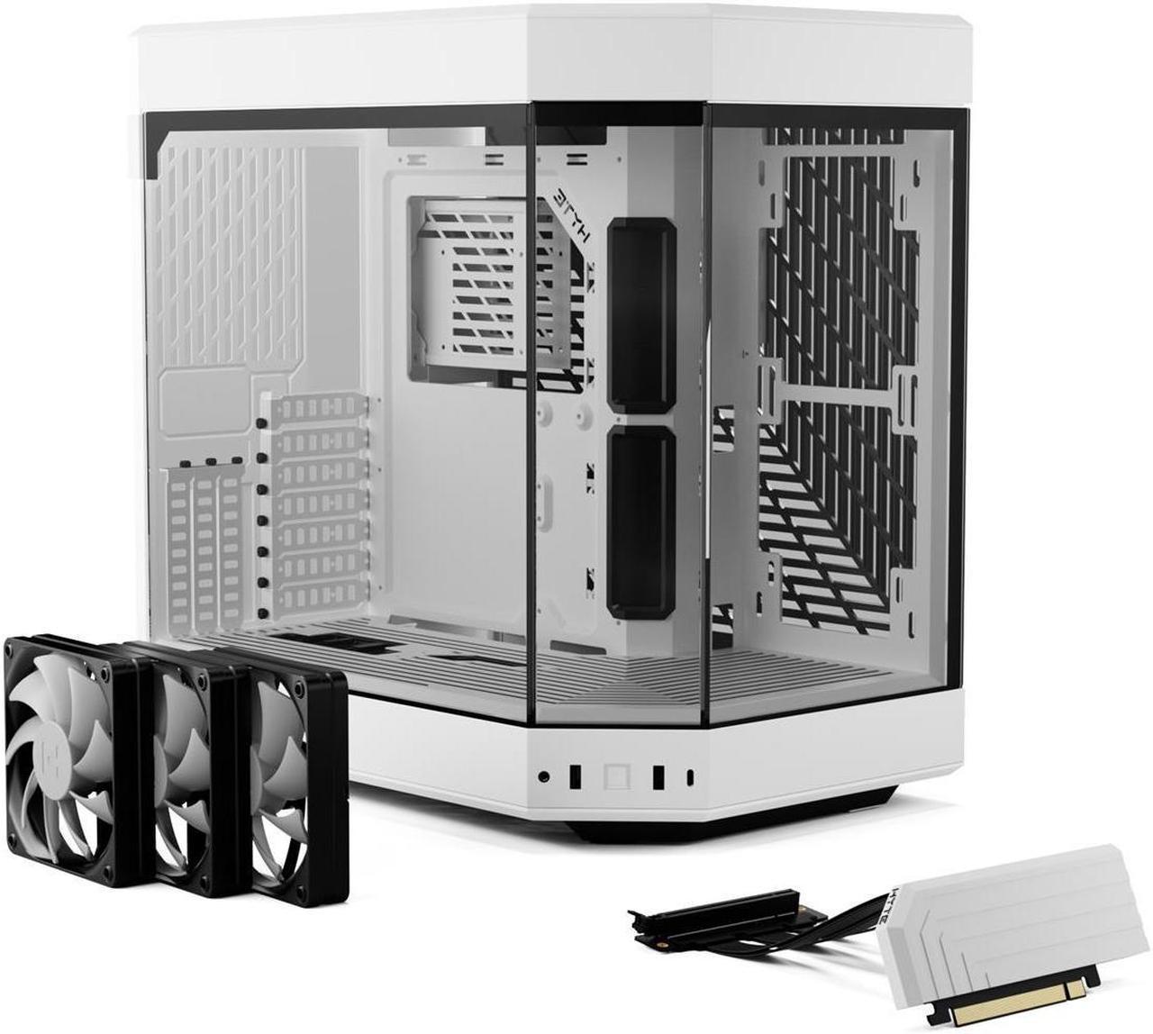 Alt view image 2 of 13 - HYTE Y60 Modern Aesthetic Dual Chamber Panoramic Tempered Glass Mid-Tower ATX Computer Gaming Case with PCIe 4.0 Riser Cable Included, Snow White