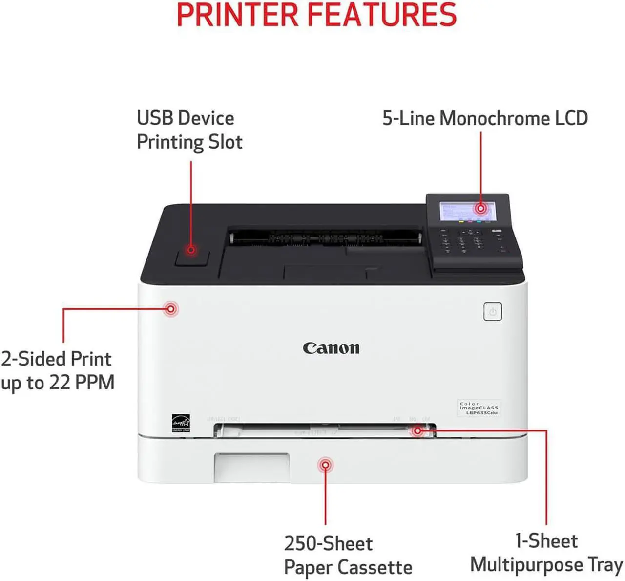Alt view image 6 of 10 - Canon Color imageCLASS LBP633Cdw Laser Printer 5159C002