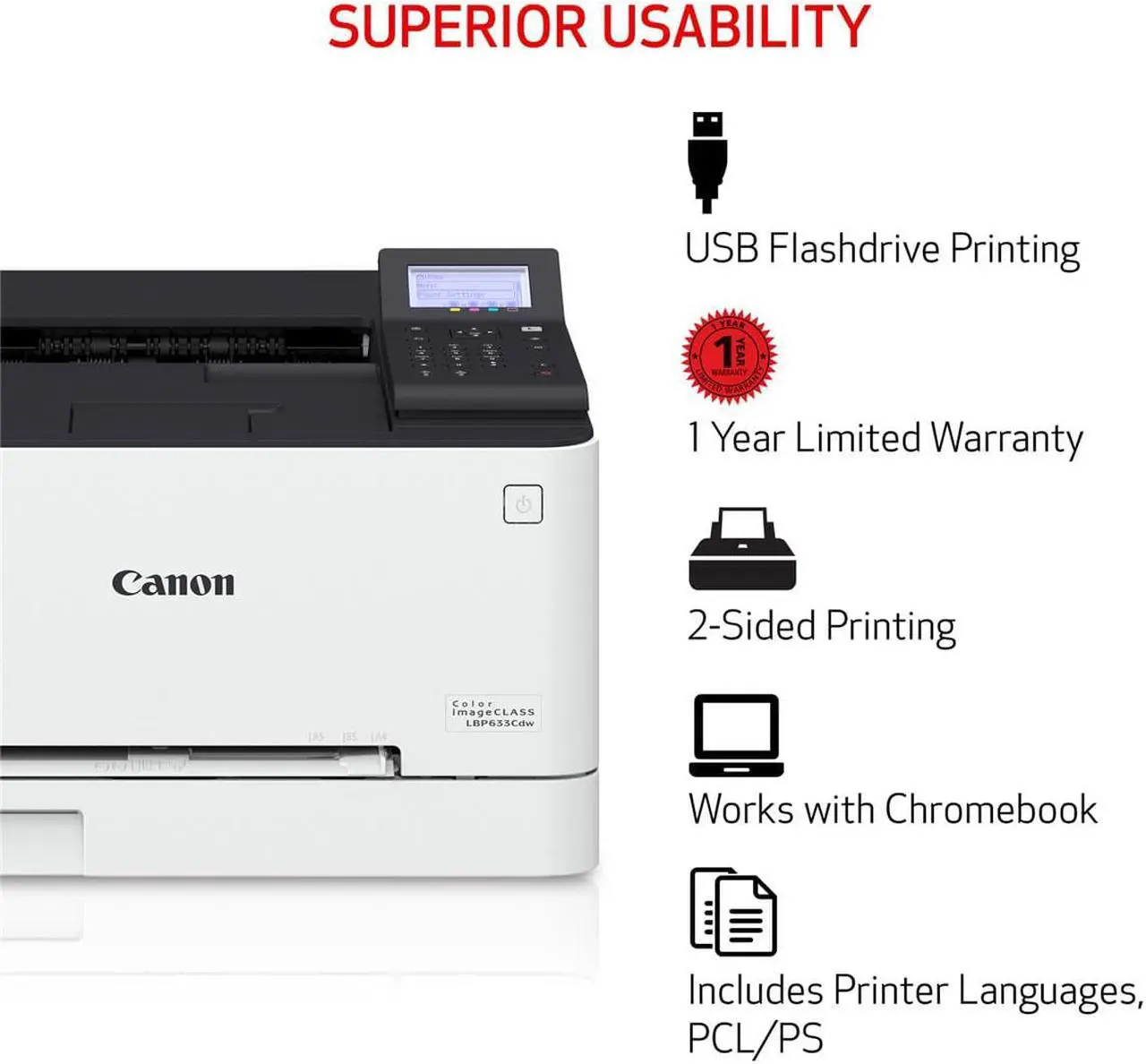 Alt view image 9 of 10 - Canon Color imageCLASS LBP633Cdw Laser Printer 5159C002