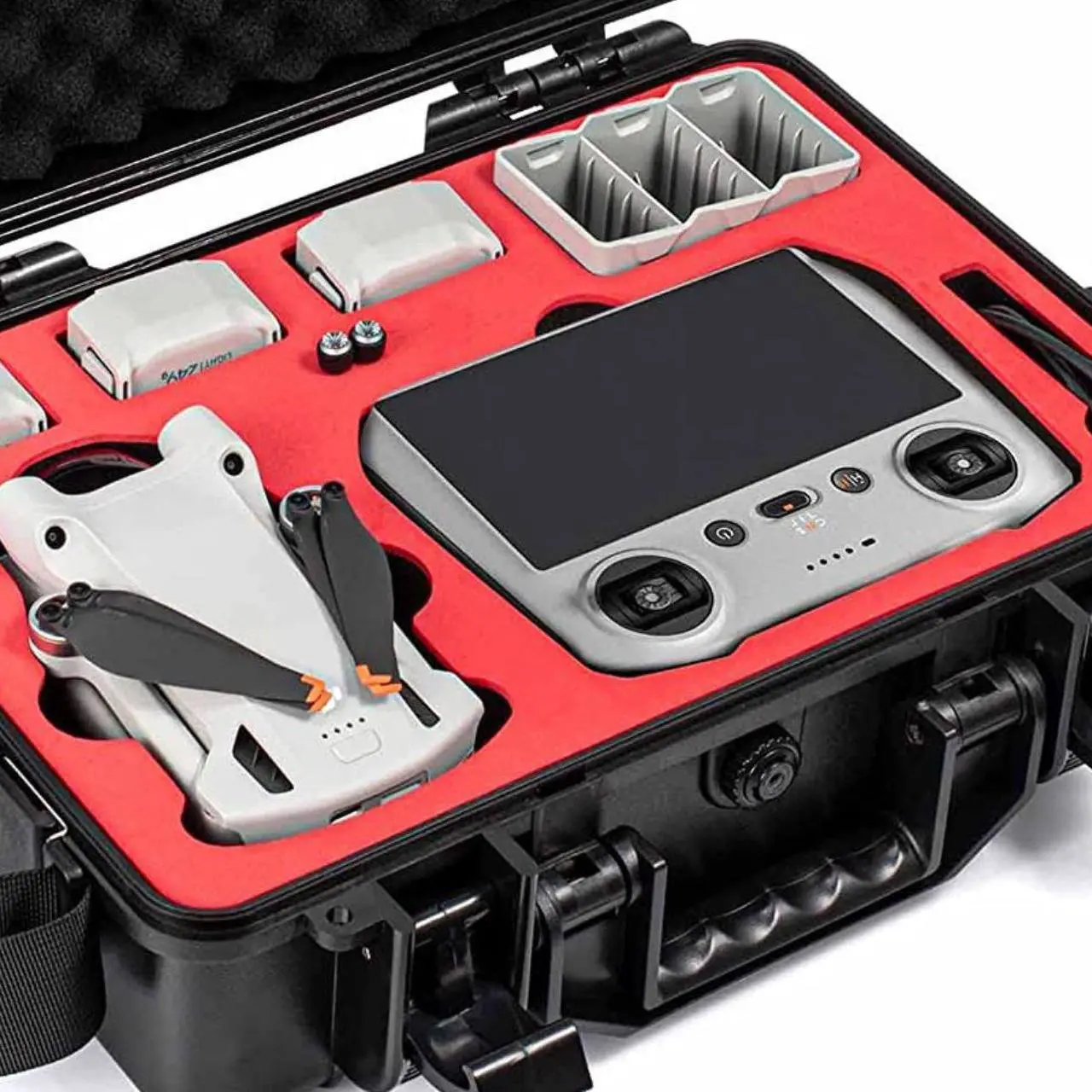 Alt view image 3 of 7 - Aries Waterproof Hard Shell Carrying Case for DJI Mini 3 and Mini 3 Pro, Black