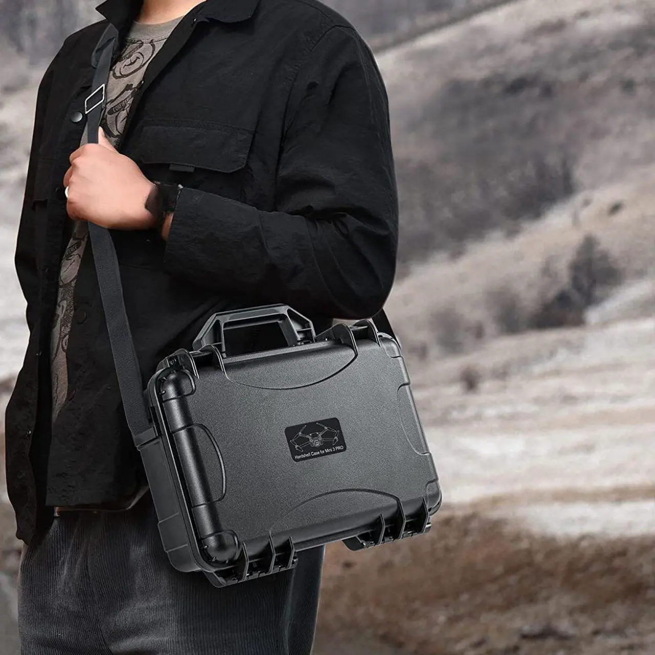 Alt view image 5 of 7 - Aries Waterproof Hard Shell Carrying Case for DJI Mini 3 and Mini 3 Pro, Black