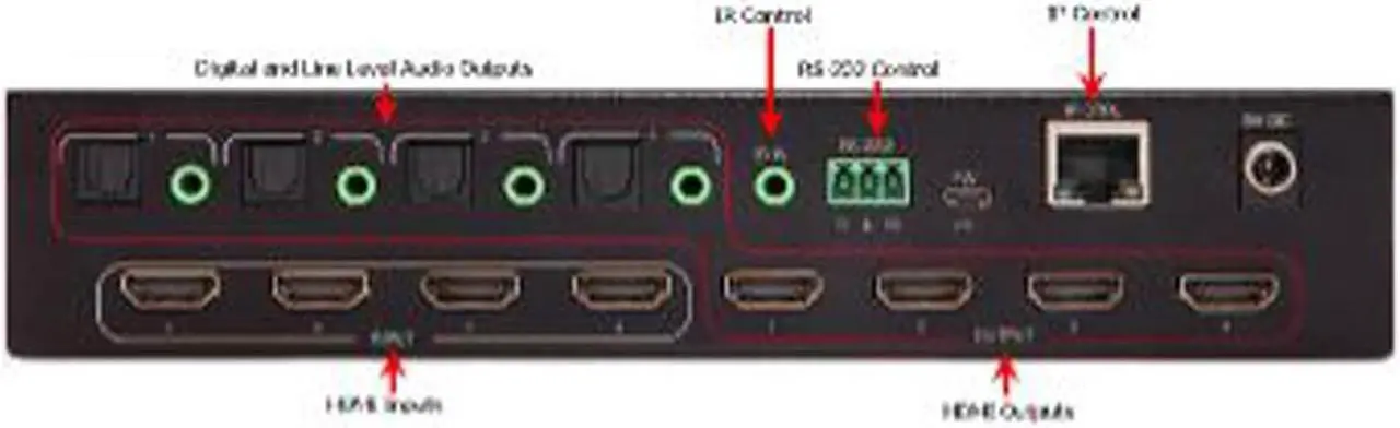 Alt view image 2 of 3 - Hall Research 4K HDMI 4x4 Matrix Video Switcher, Black #HSM-44-UHD