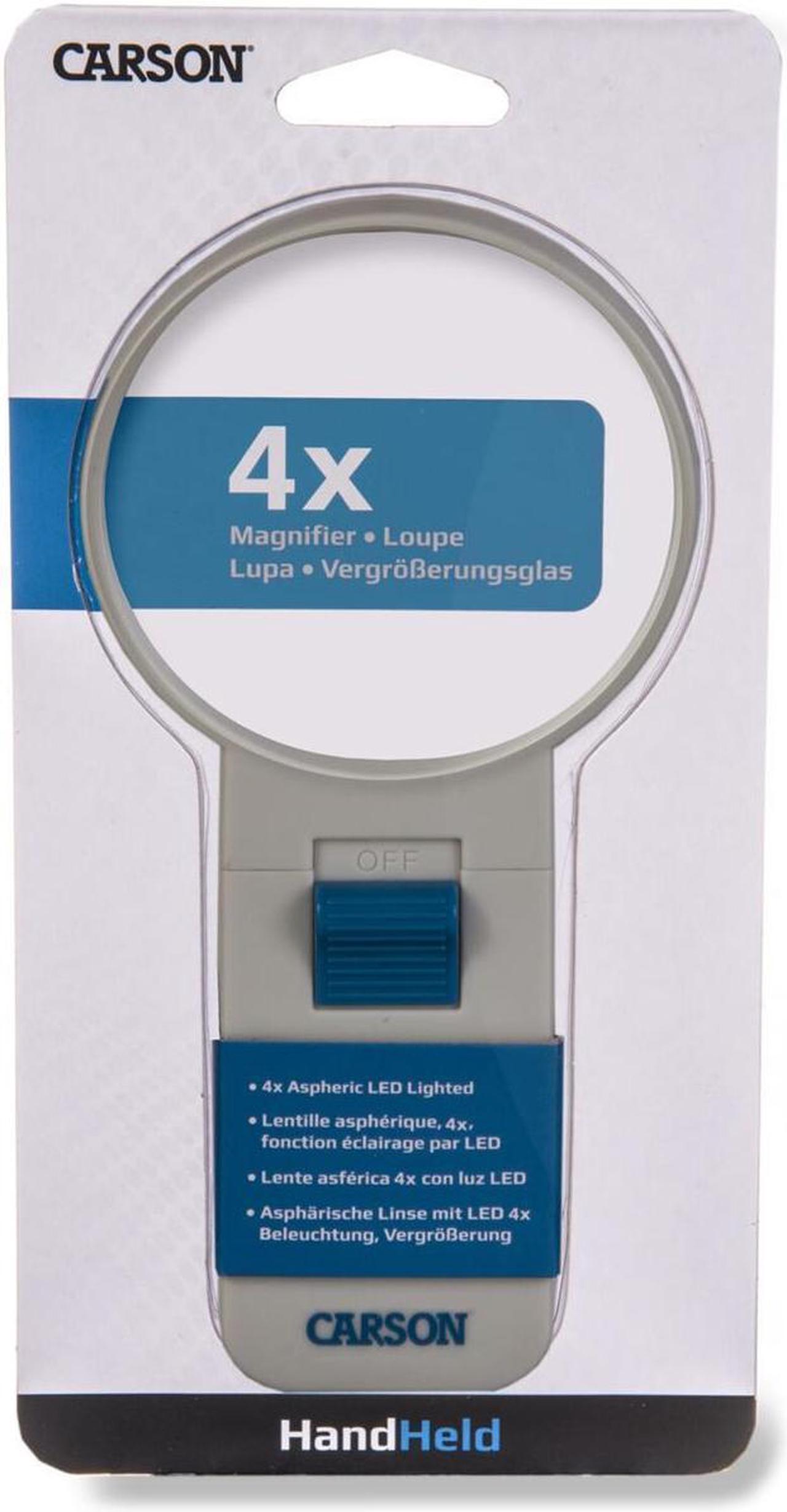 Alt view image 6 of 6 - Carson Illuminated LED Lighted 4X Hand Held 3.0 Aspheric Magnifier (SV-40)
