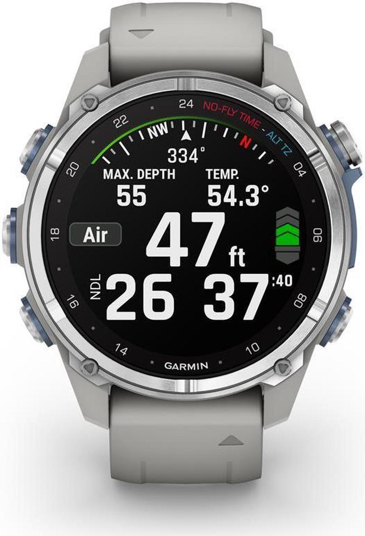 Alt view image 3 of 7 - Garmin Descent Mk3 Dive 43mm GPS Smart Watch, Stainless Steel,Gray Silicone Band