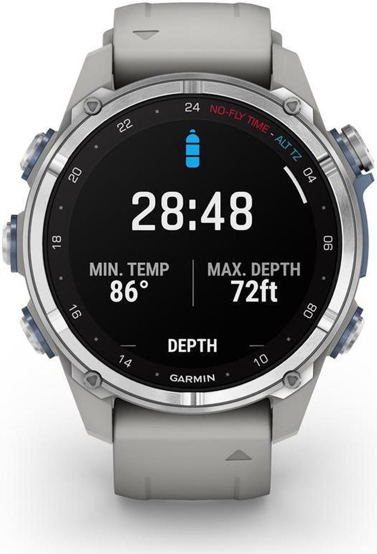 Alt view image 7 of 7 - Garmin Descent Mk3 Dive 43mm GPS Smart Watch, Stainless Steel,Gray Silicone Band