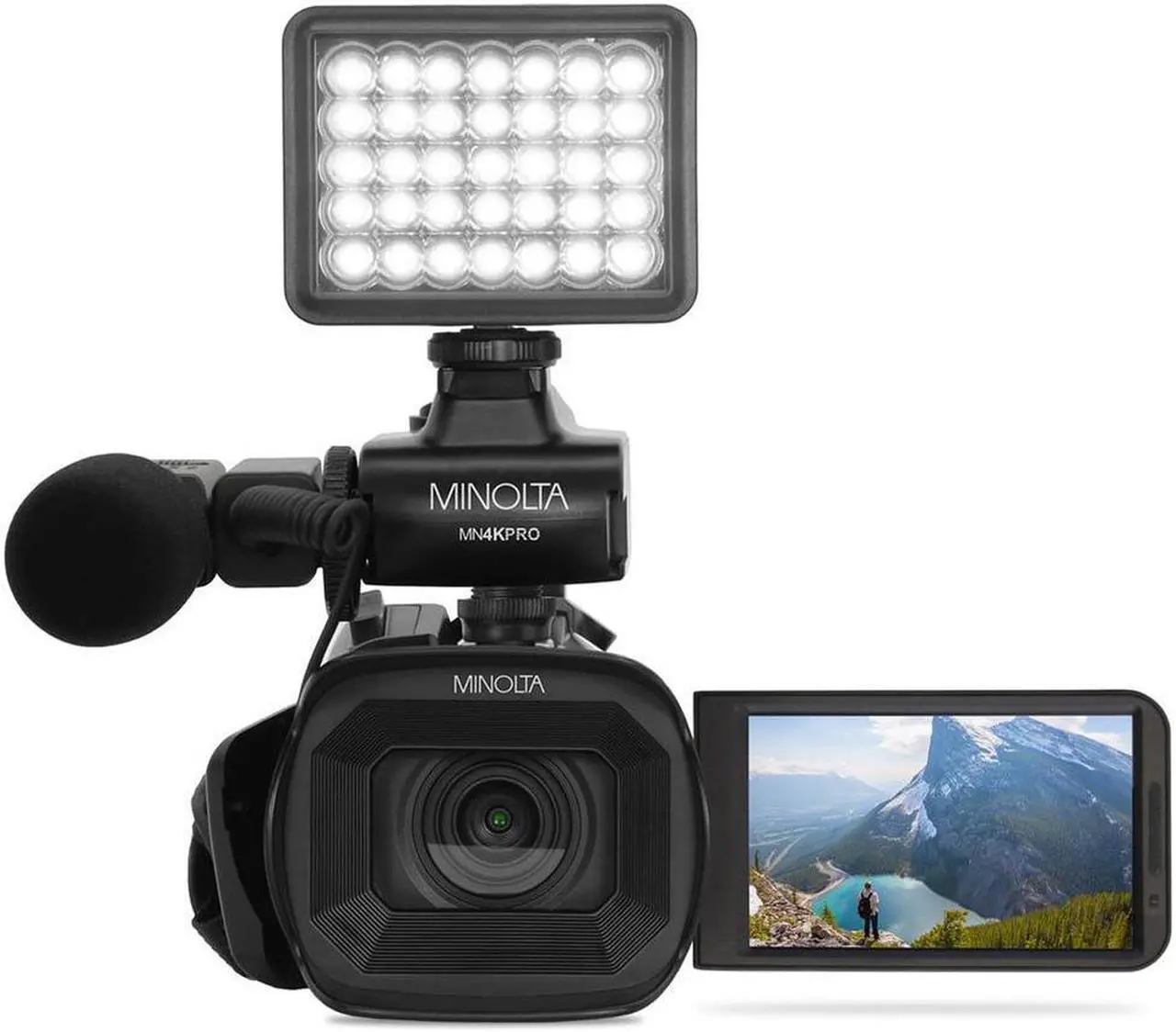 Alt view image 2 of 10 - Minolta MN4KPRO 4K60FPS Ultra HD / 64 MP Autofocus Pro Camcorder Kit w/WiFi
