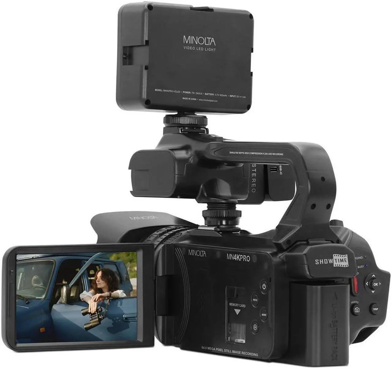 Alt view image 5 of 10 - Minolta MN4KPRO 4K60FPS Ultra HD / 64 MP Autofocus Pro Camcorder Kit w/WiFi