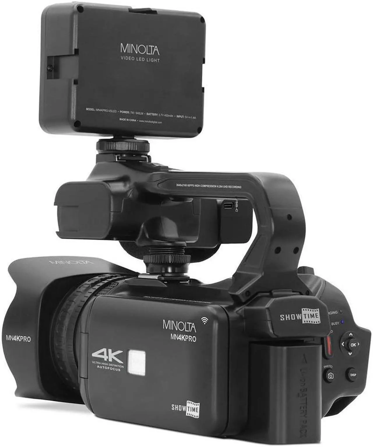 Alt view image 6 of 10 - Minolta MN4KPRO 4K60FPS Ultra HD / 64 MP Autofocus Pro Camcorder Kit w/WiFi