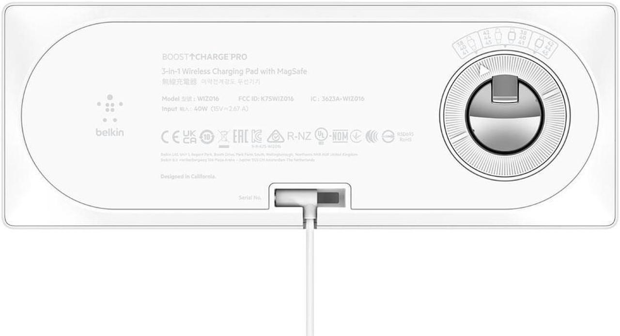 Alt view image 14 of 14 - BELKIN WIZ016TTWH BOOST CHARGE PRO White 3-in-1 Wireless Charging Pad with MagSafe