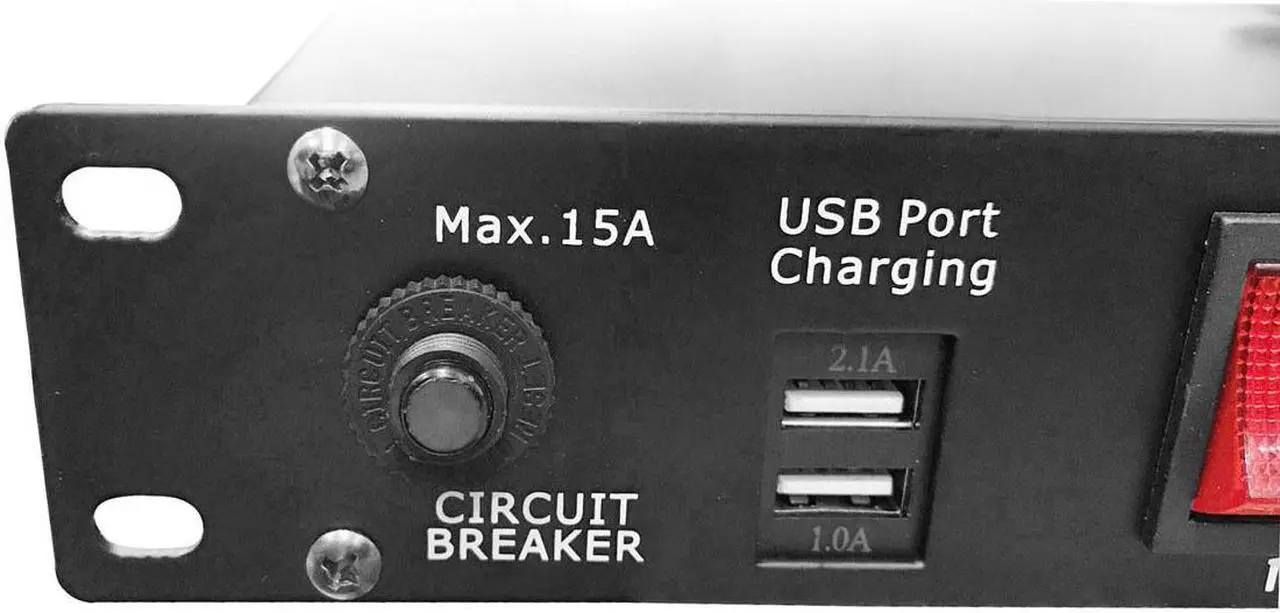 Alt view image 13 of 13 - 10 Plug Rack Mount Power Distribution Switch With 2 USB Charging Ports
