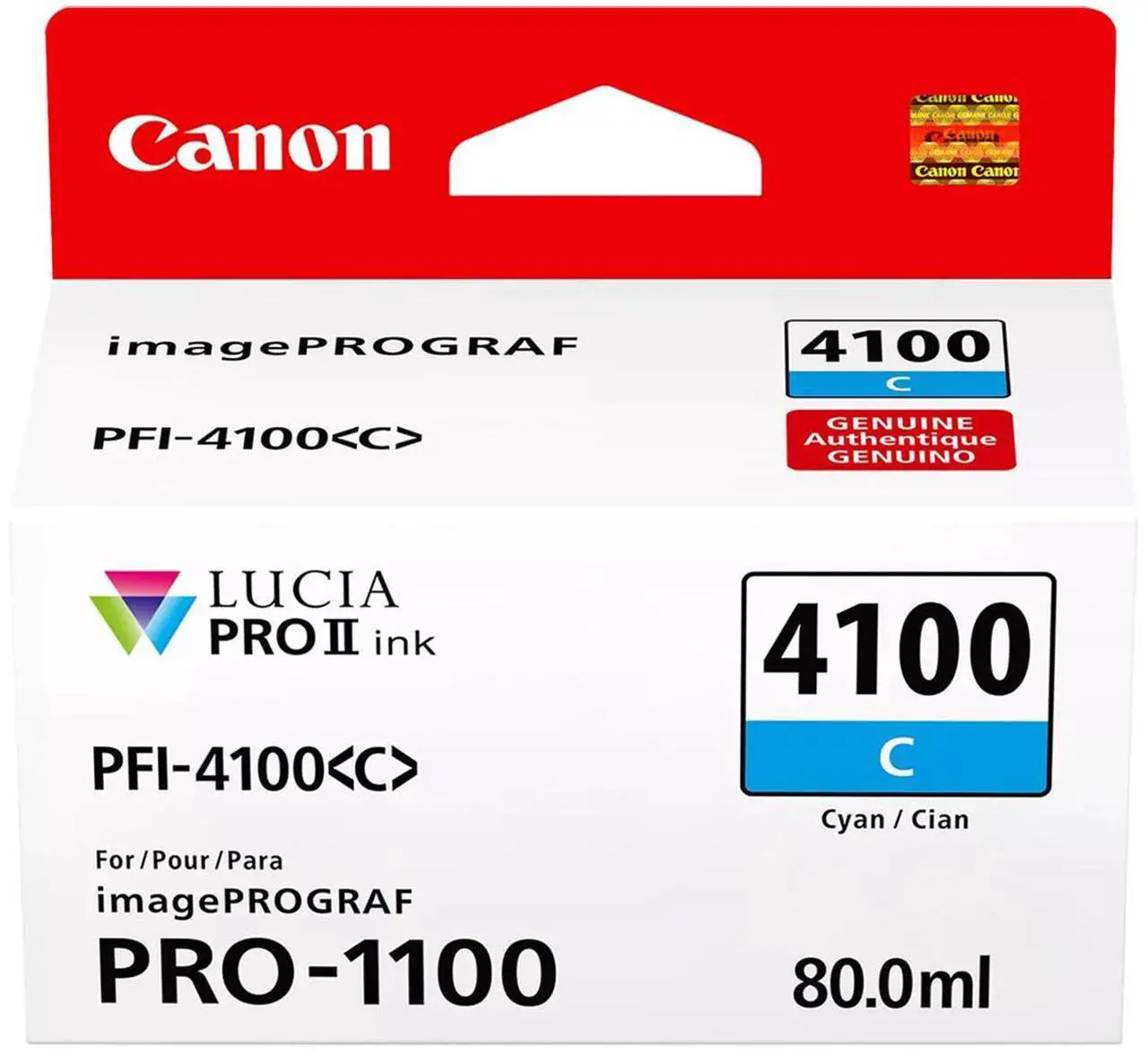 Main image of Canon PFI-4100 80ml Pigment Ink Tank for imagePROGRAF PRO-1100 Printer, Cyan
