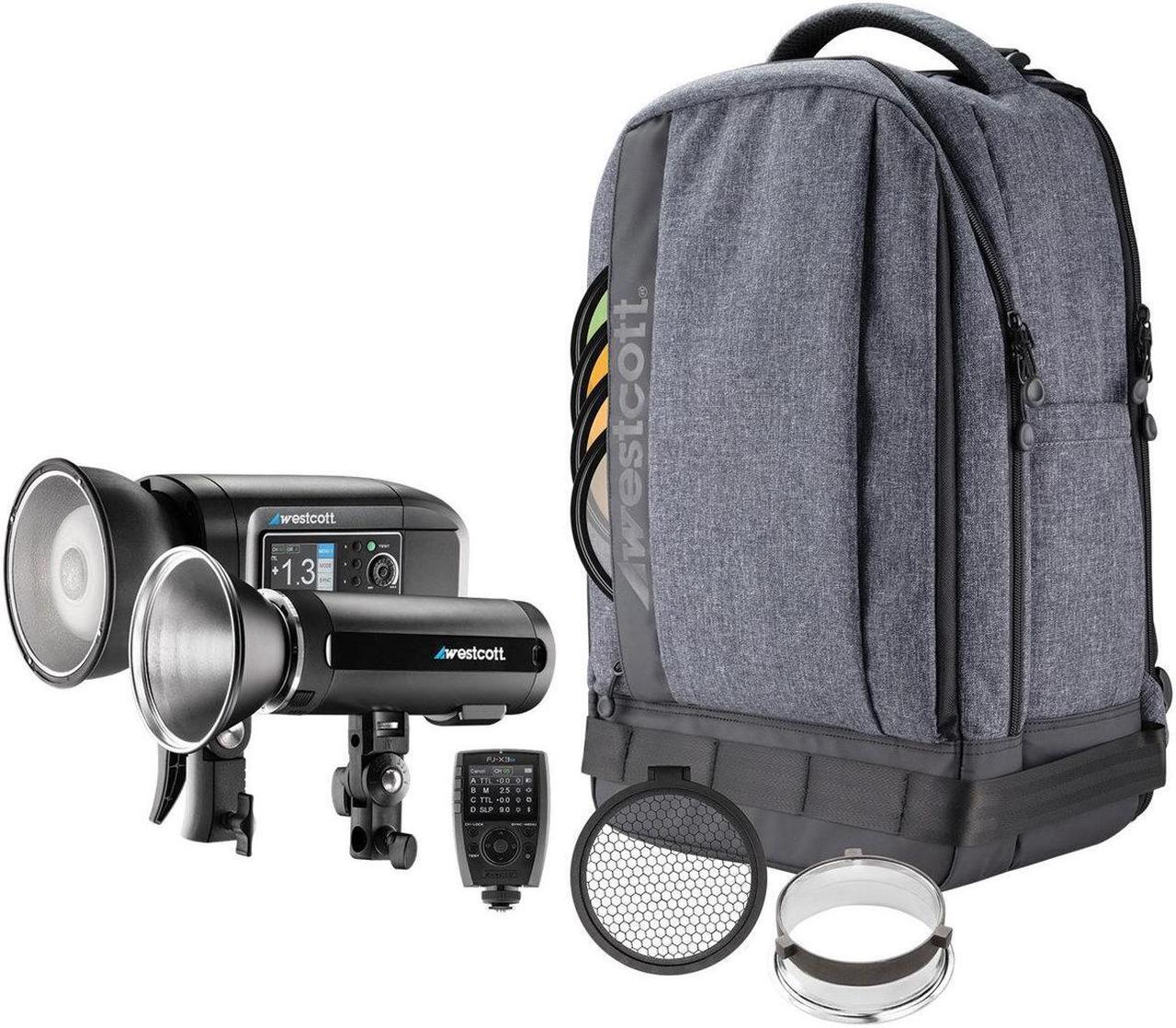 Main image of Westcott FJ400/200 2-Light Portable Portrait Flash Kit, w/Light Stands, Red/9.5'