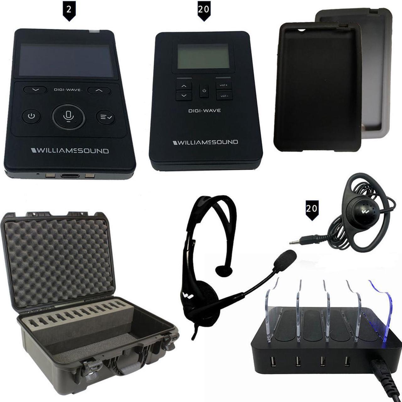 Main image of Williams Sound Digi-Wave INT 3 400 Interpretation System, 2x MIC 144 Headset Mic