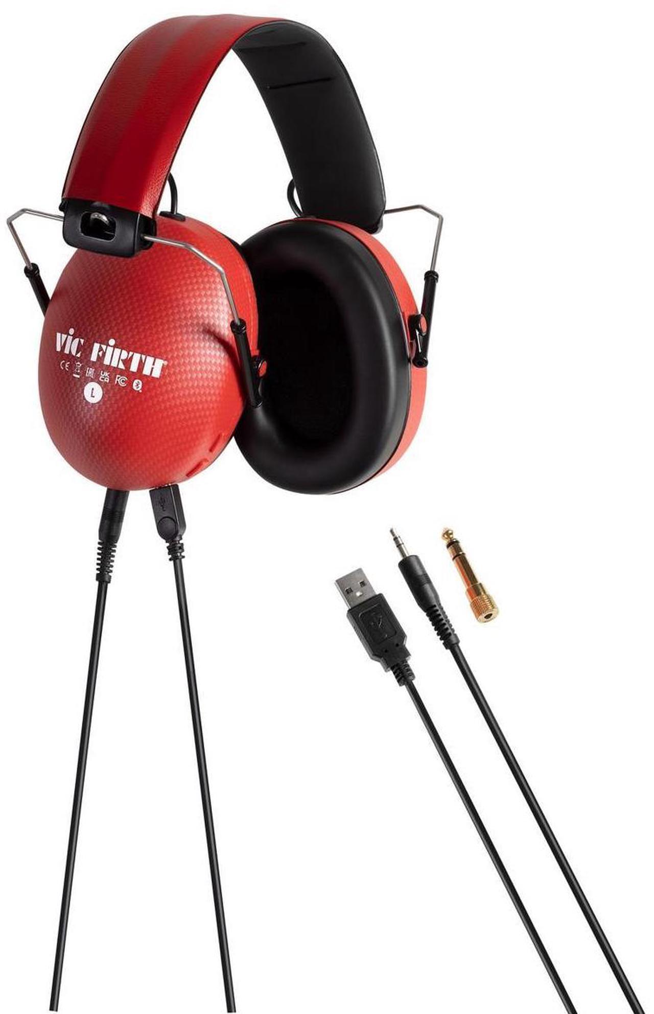 Alt view image 5 of 5 - Vic Firth Bluetooth Isolation Headphones, Red (Vxhp0012)