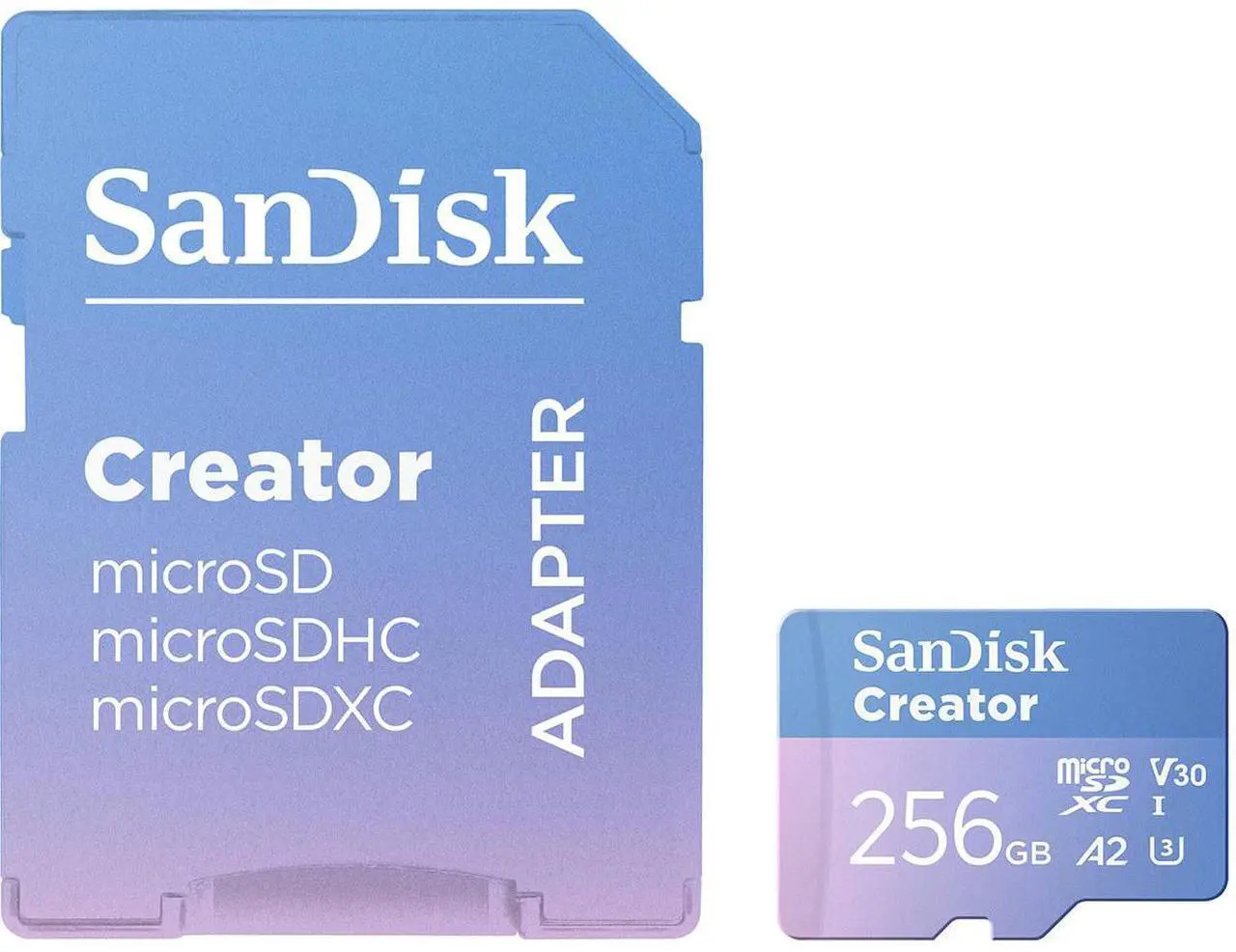 Alt view image 2 of 5 - SanDisk Creator Series 256GB UHS-I microSDXC Memory Card with SD Adapter