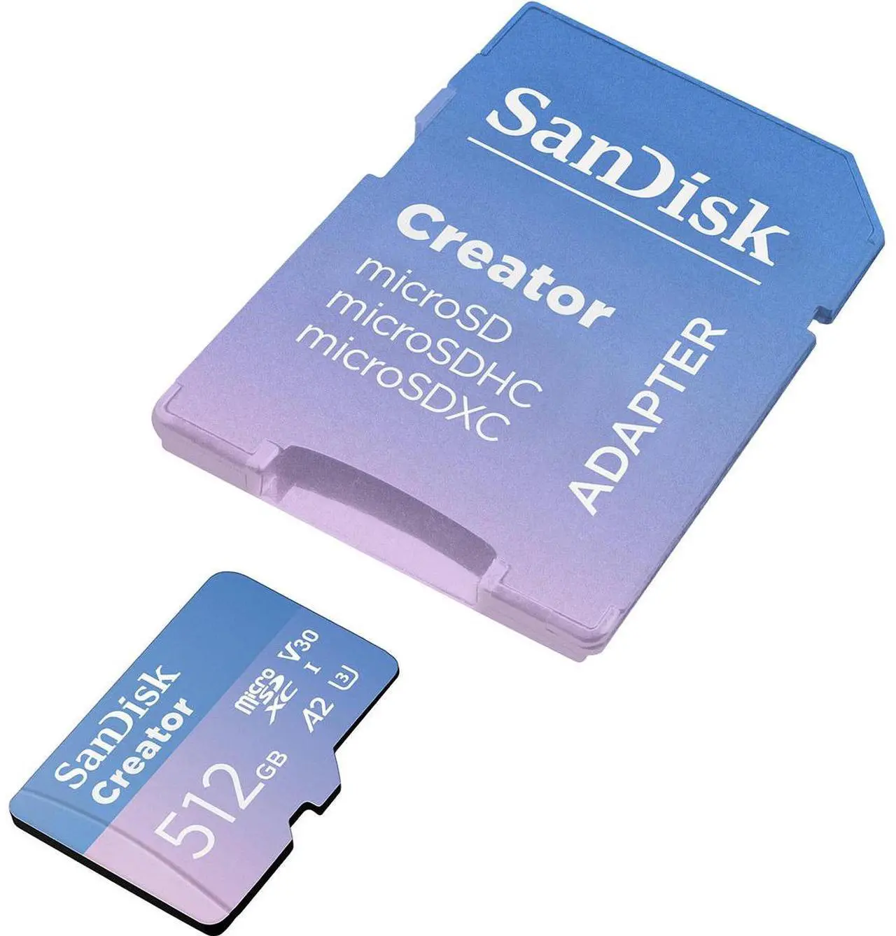 Alt view image 3 of 5 - SanDisk Creator Series 512GB UHS-I microSDXC Memory Card with SD Adapter