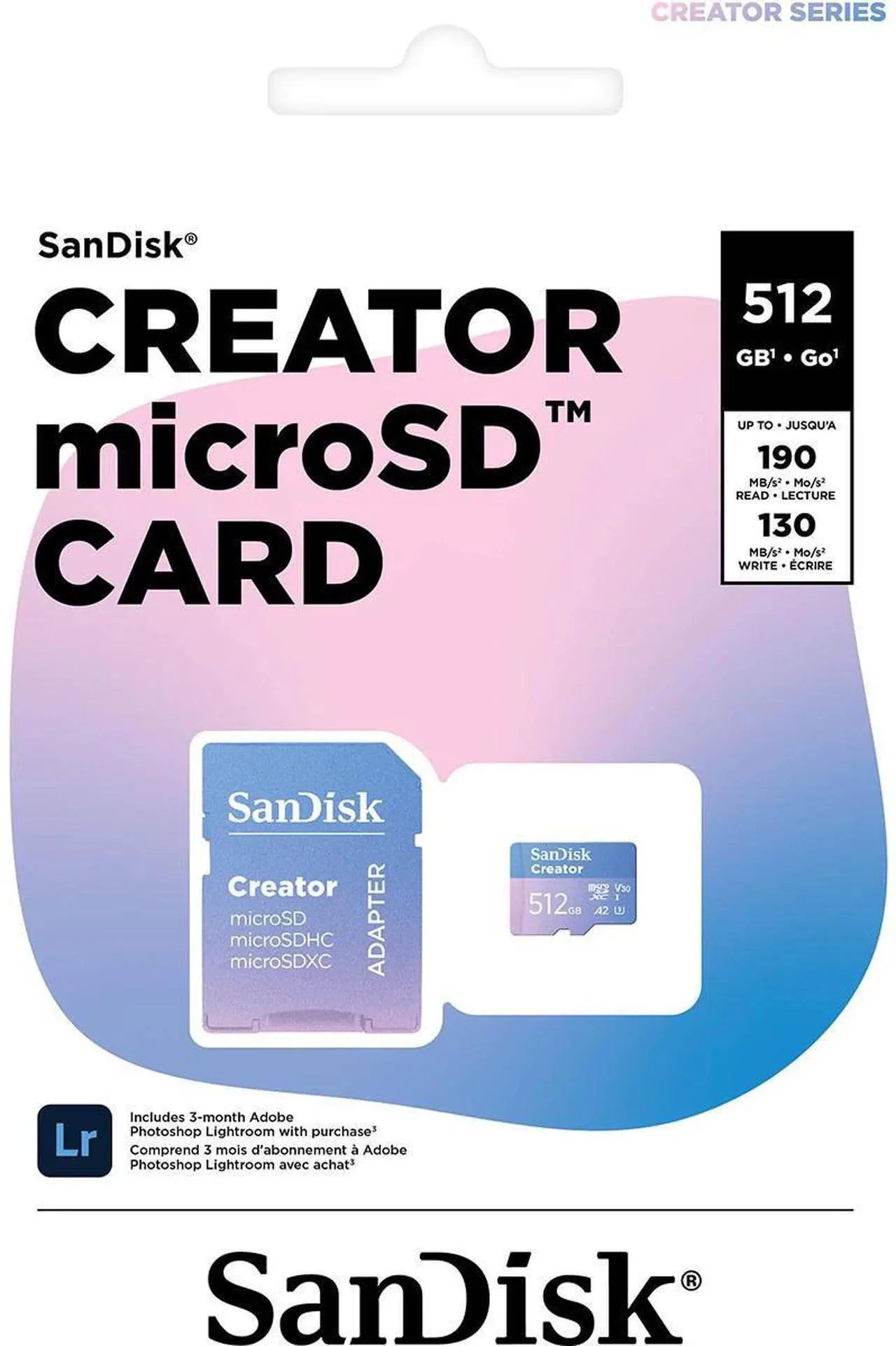 Alt view image 5 of 5 - SanDisk Creator Series 512GB UHS-I microSDXC Memory Card with SD Adapter