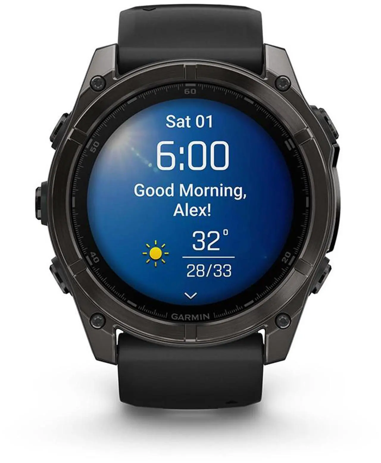 Alt view image 3 of 8 - Garmin FENIX851CGT Fenix 8 AMOLED 51mm Smart Watch - Carbon Gray and Black / Pebble Gray