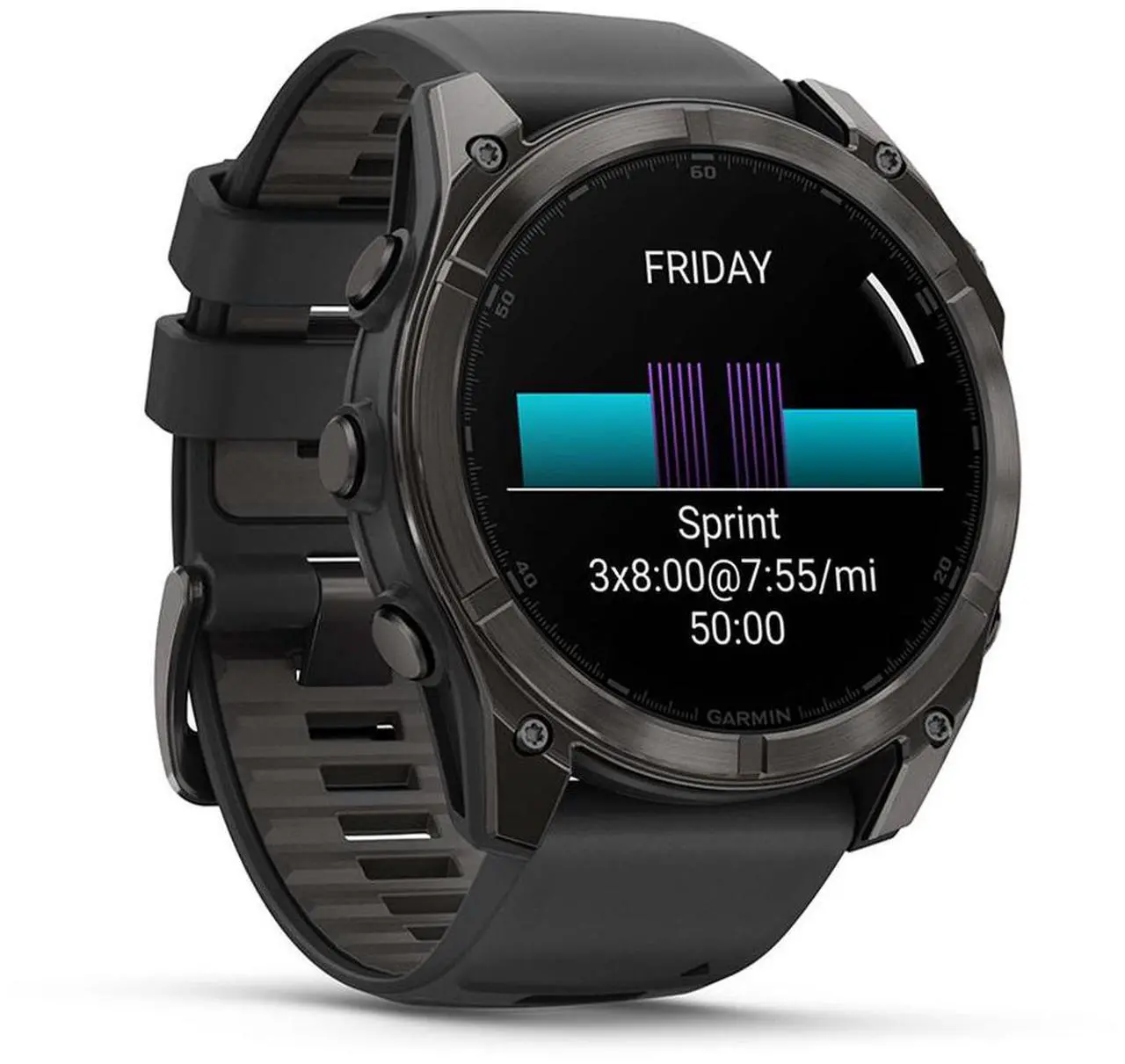Alt view image 4 of 8 - Garmin FENIX851CGT Fenix 8 AMOLED 51mm Smart Watch - Carbon Gray and Black / Pebble Gray