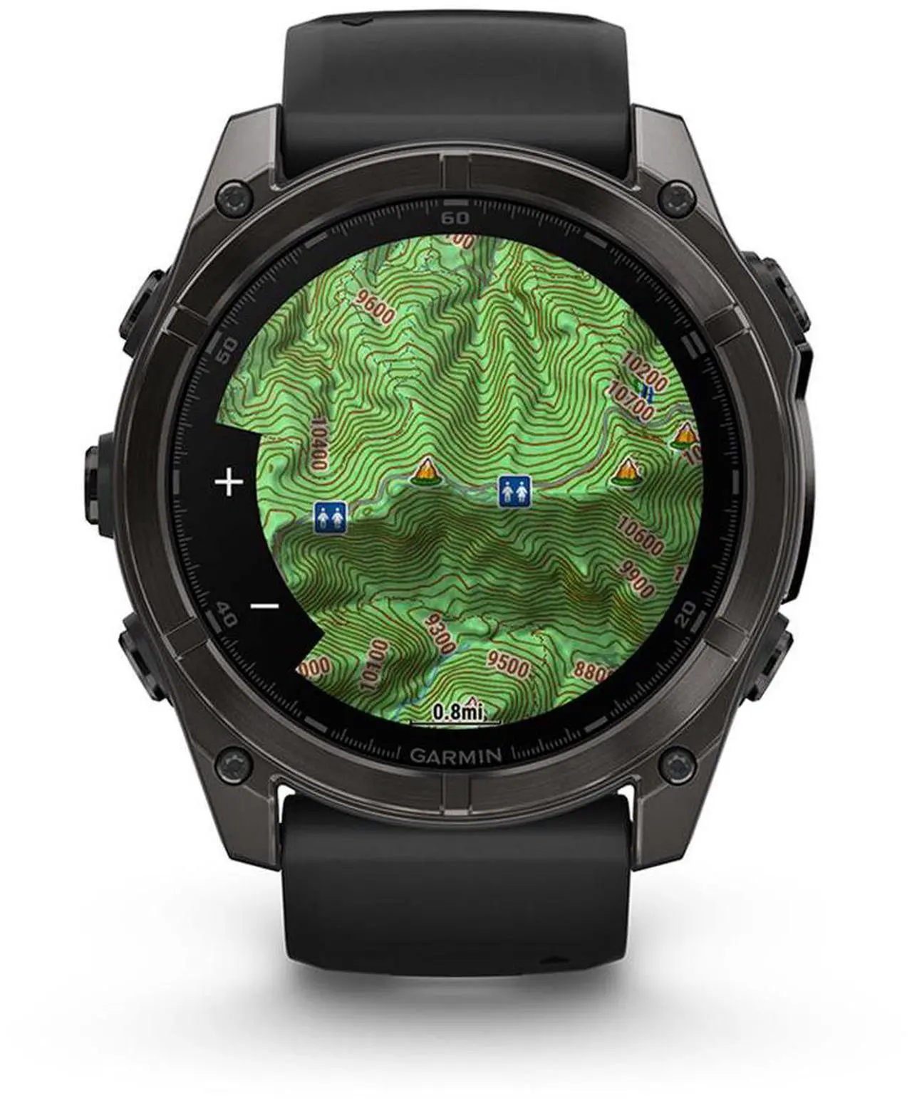 Alt view image 7 of 8 - Garmin FENIX851CGT Fenix 8 AMOLED 51mm Smart Watch - Carbon Gray and Black / Pebble Gray
