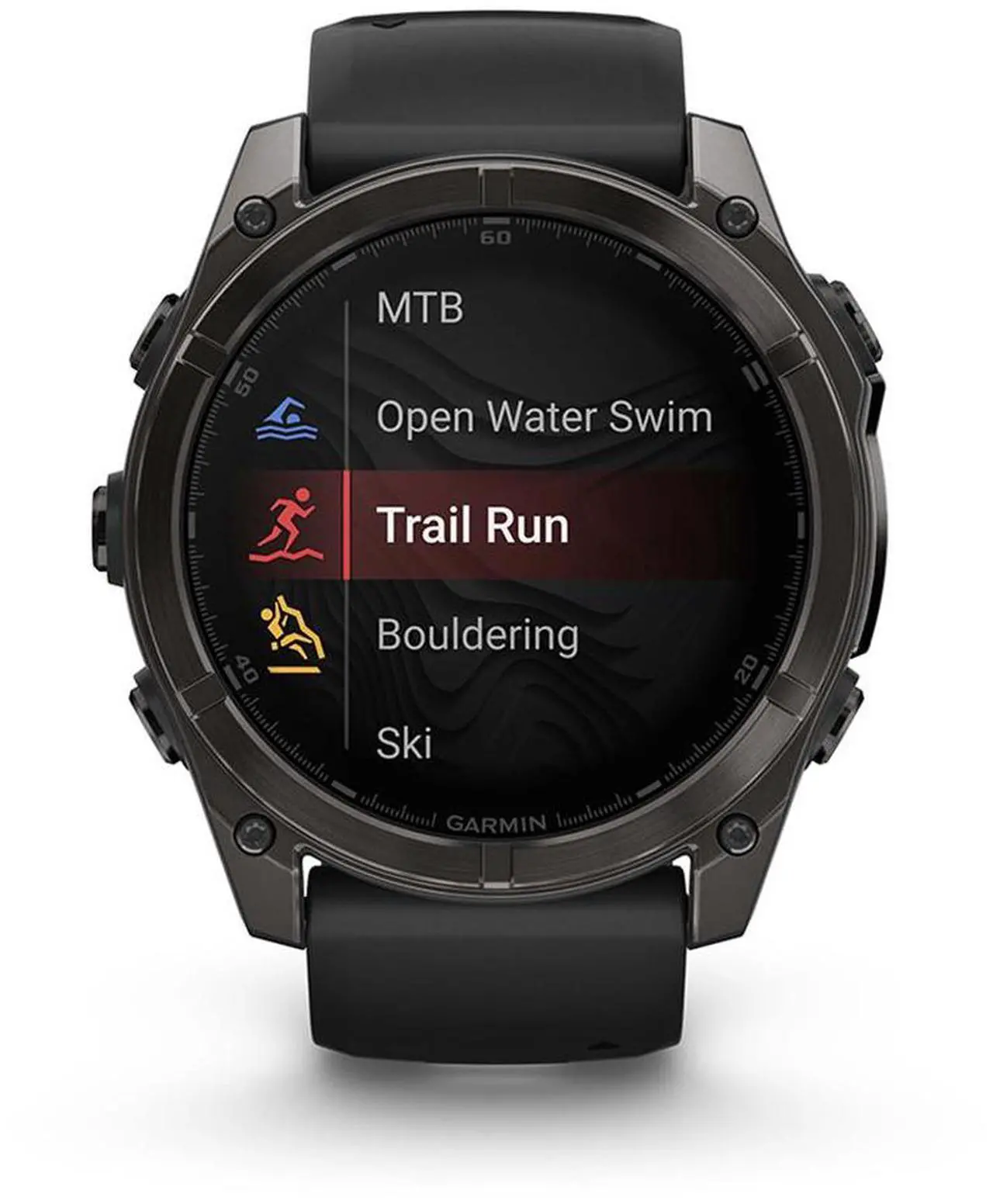 Alt view image 8 of 8 - Garmin FENIX851CGT Fenix 8 AMOLED 51mm Smart Watch - Carbon Gray and Black / Pebble Gray