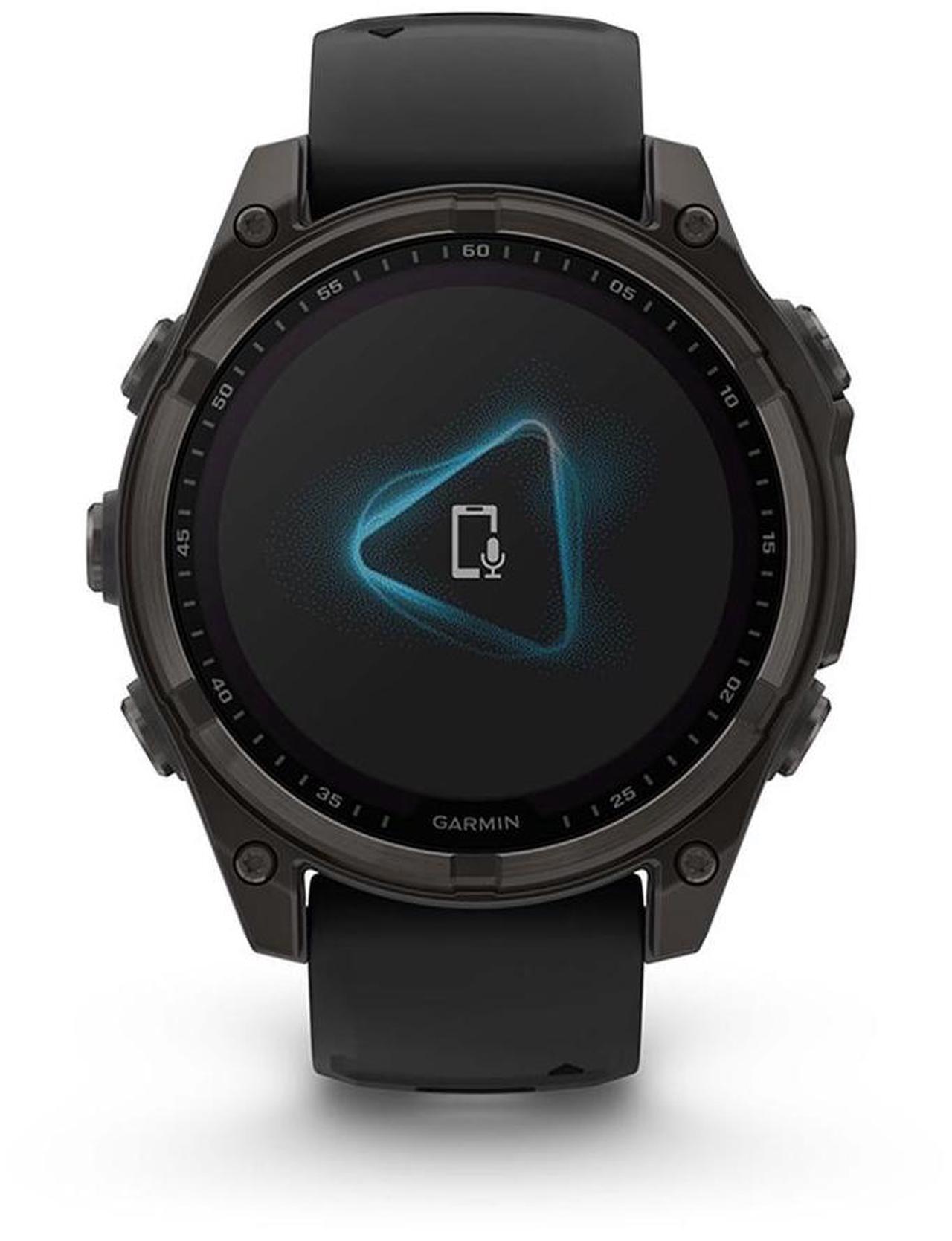 Alt view image 14 of 15 - Garmin fnix® 8 - 47 mm, Solar, AMOLED, Sapphire, Premium Multisport GPS Smartwatch, Long-Lasting Battery Life, Dive-Rated, Built-in LED Flashlight, Carbon Gray DLC Titanium with Pebble Gray Band