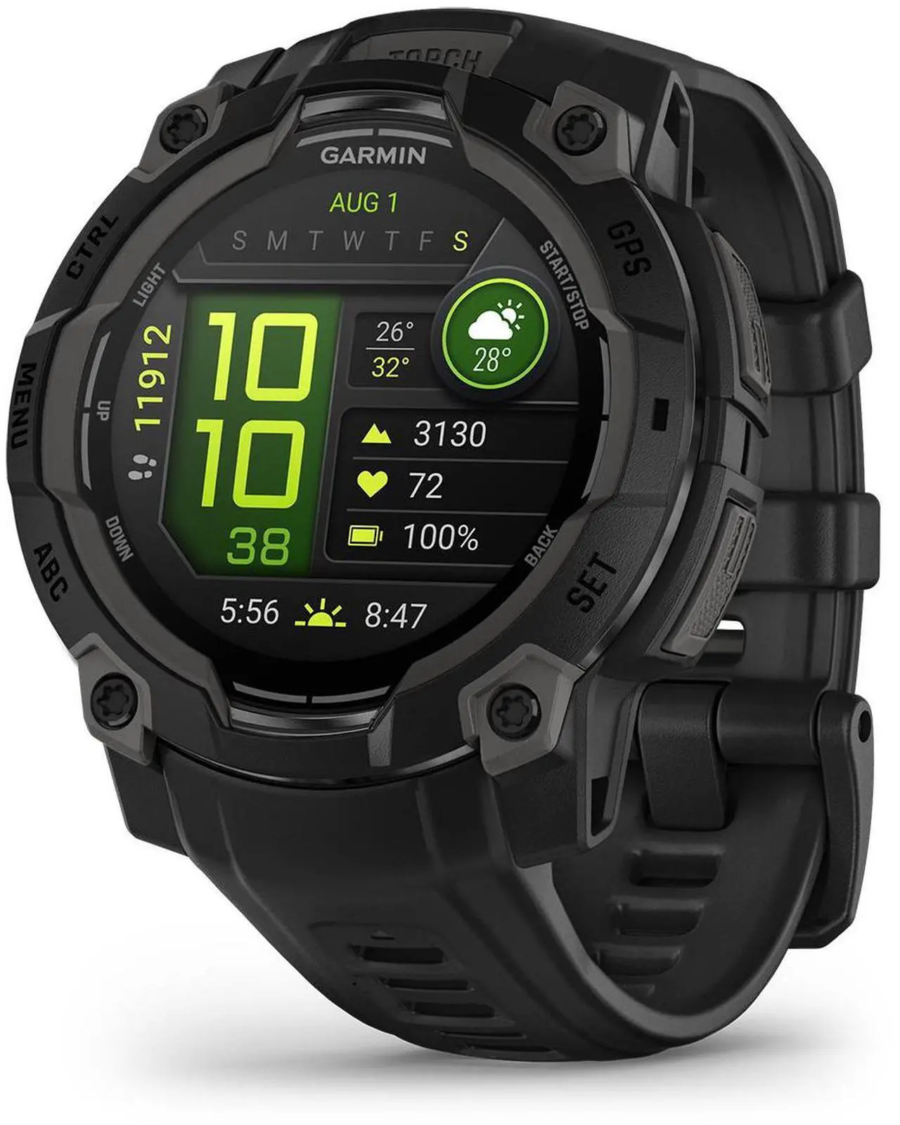 Alt view image 8 of 14 - Garmin Instinct® 3 45mm, AMOLED Display, Rugged Outdoor GPS Smartwatch, Metal-Reinforced Bezel, Built-in Flashlight, Up to 18 Days of Battery Life, Black
