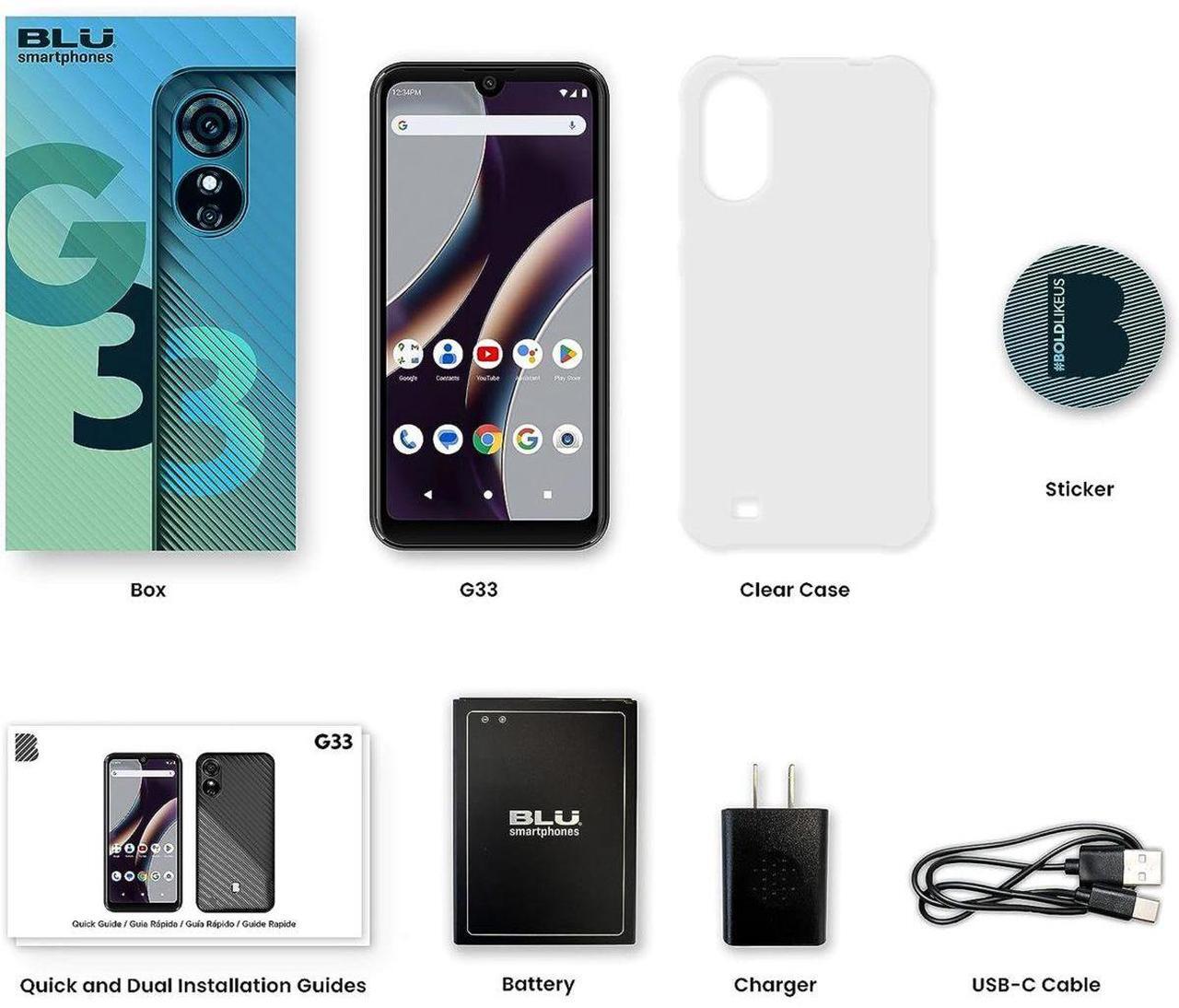 Alt view image 12 of 12 - BLU G33 G0895UU 32GB Dual SIM GSM Unlocked Android Smartphone - Black
