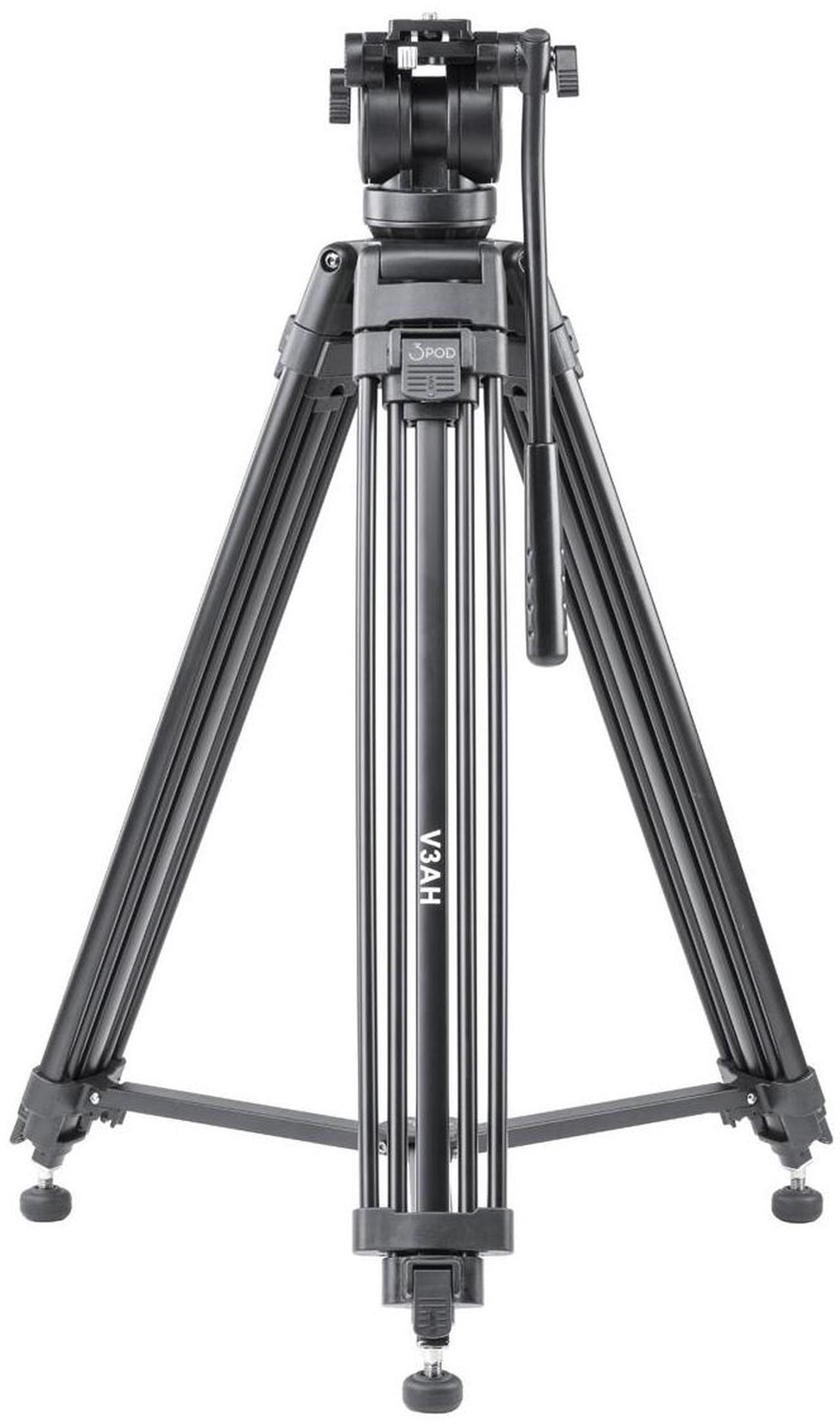 Alt view image 4 of 9 - video tripod system, professional heavy duty aluminum twin tube tripod, k2 fluid head, mid-level spreader, max loading 9 lb, ds